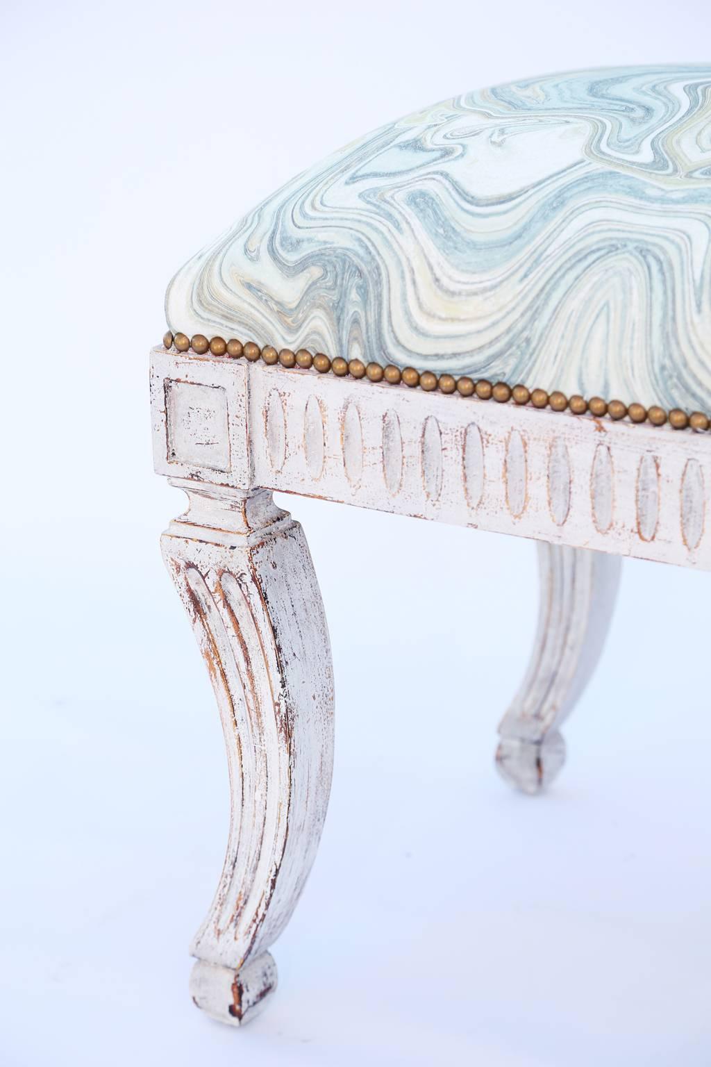 Italian Painted Neoclassical Stool with Crown Seat