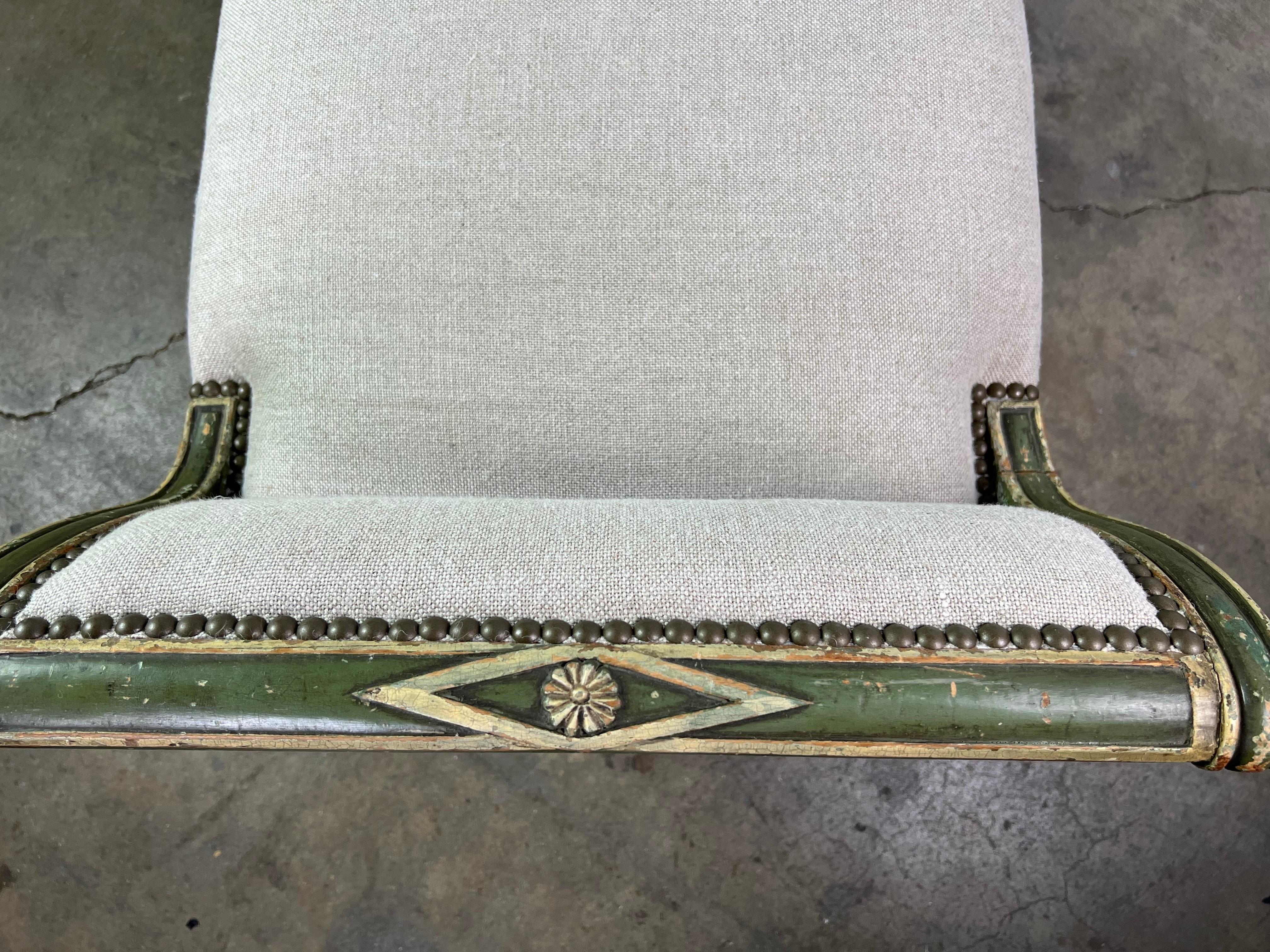 Painted Neoclassical Style Painted Bench C. 1920 For Sale 3