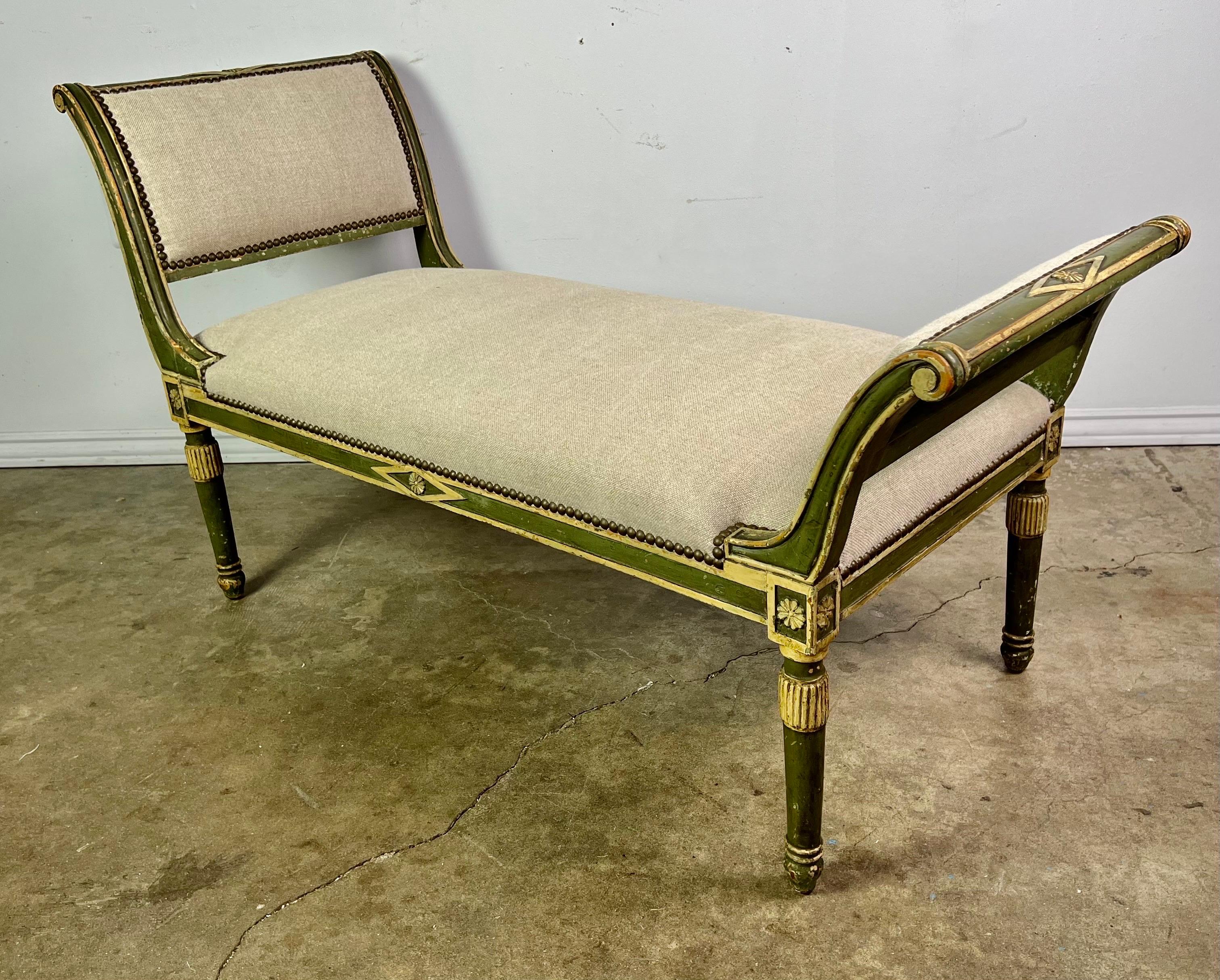 Neoclassical Revival Painted Neoclassical Style Painted Bench C. 1920 For Sale