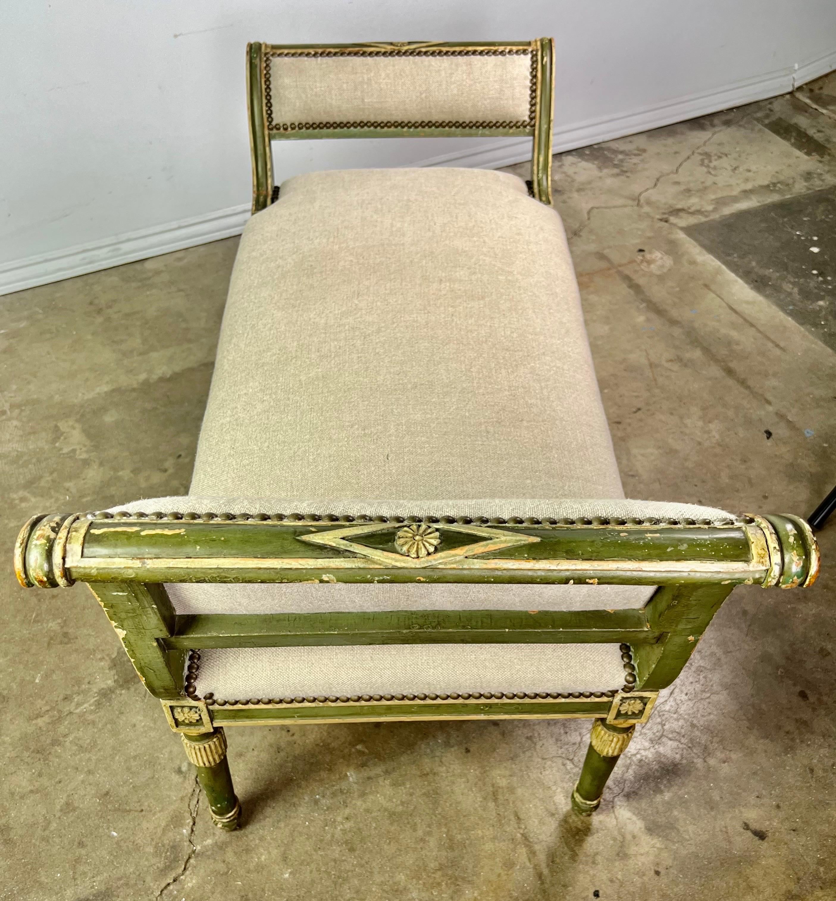 Italian Painted Neoclassical Style Painted Bench C. 1920 For Sale