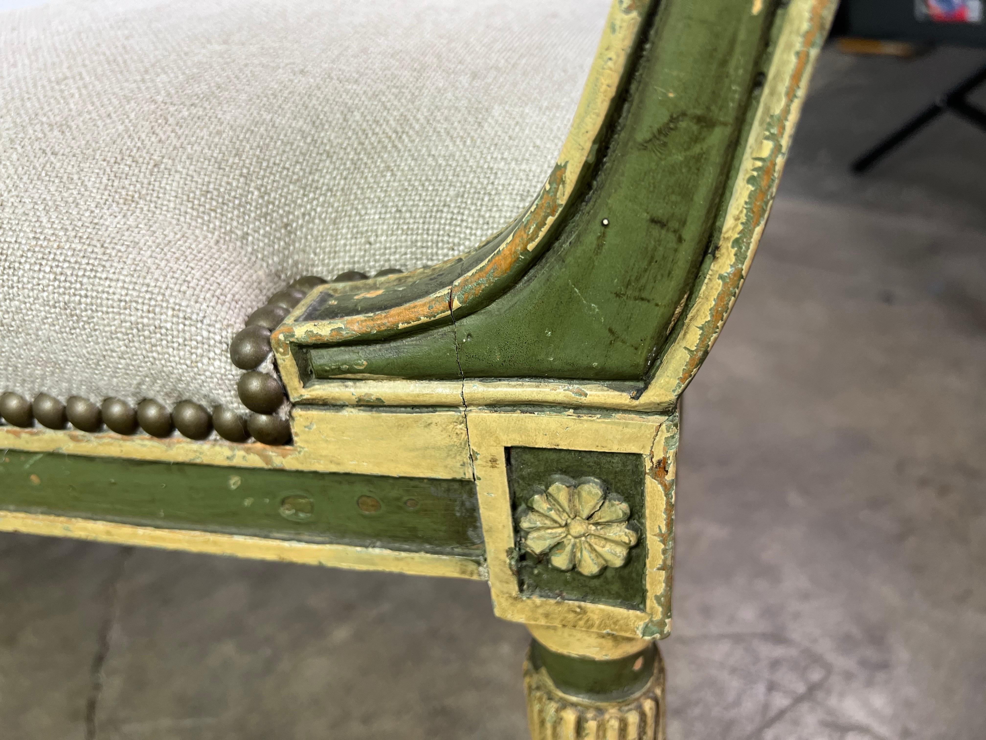 Painted Neoclassical Style Painted Bench C. 1920 For Sale 1