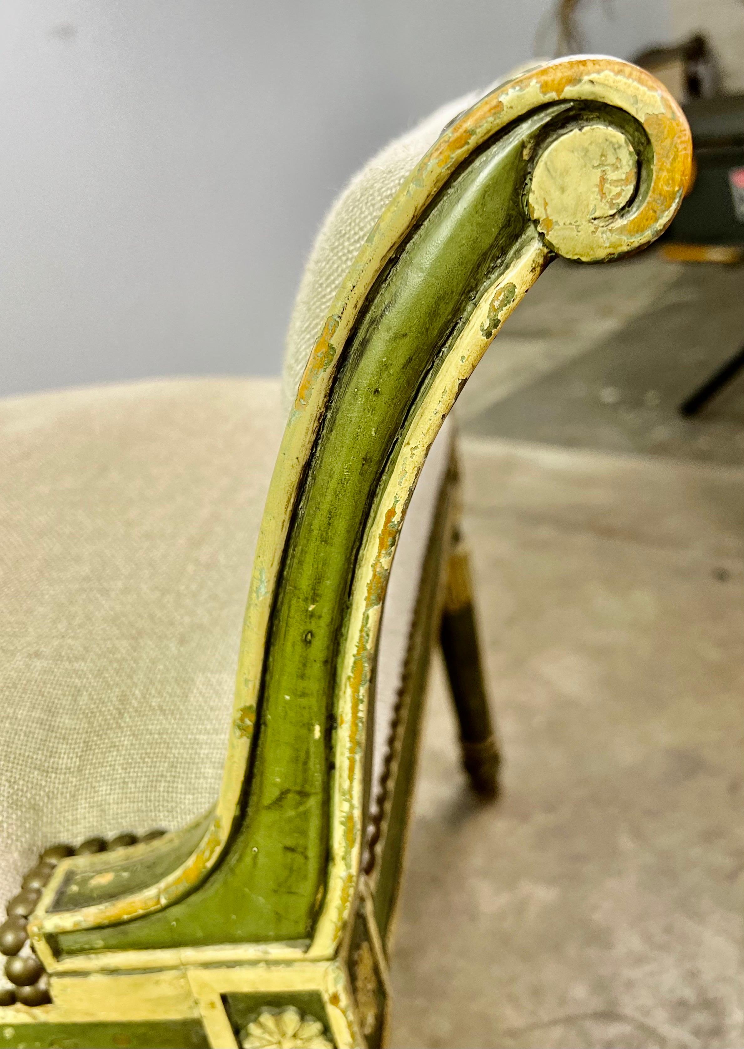 Painted Neoclassical Style Painted Bench C. 1920 For Sale 2