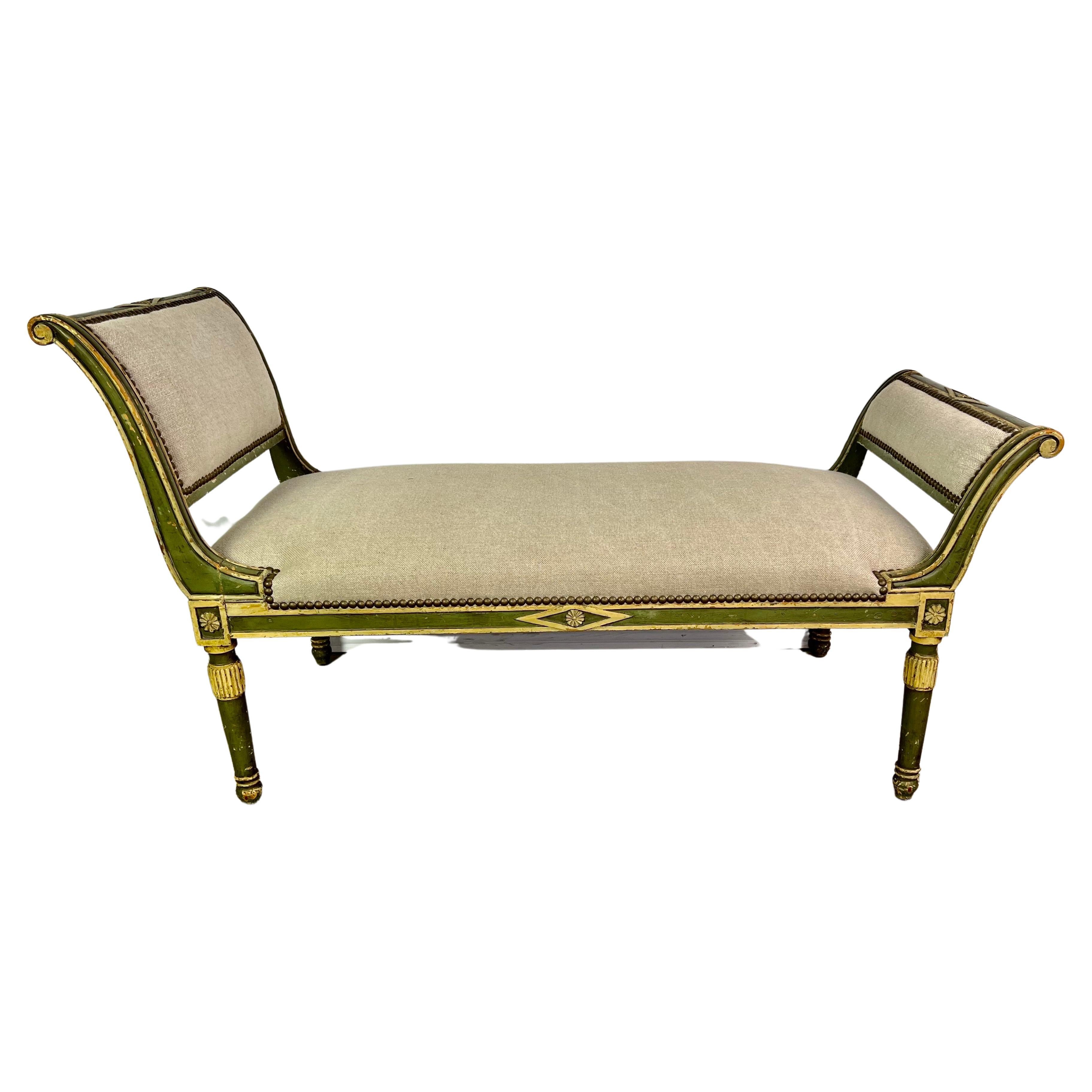 Painted Neoclassical Style Painted Bench C. 1920