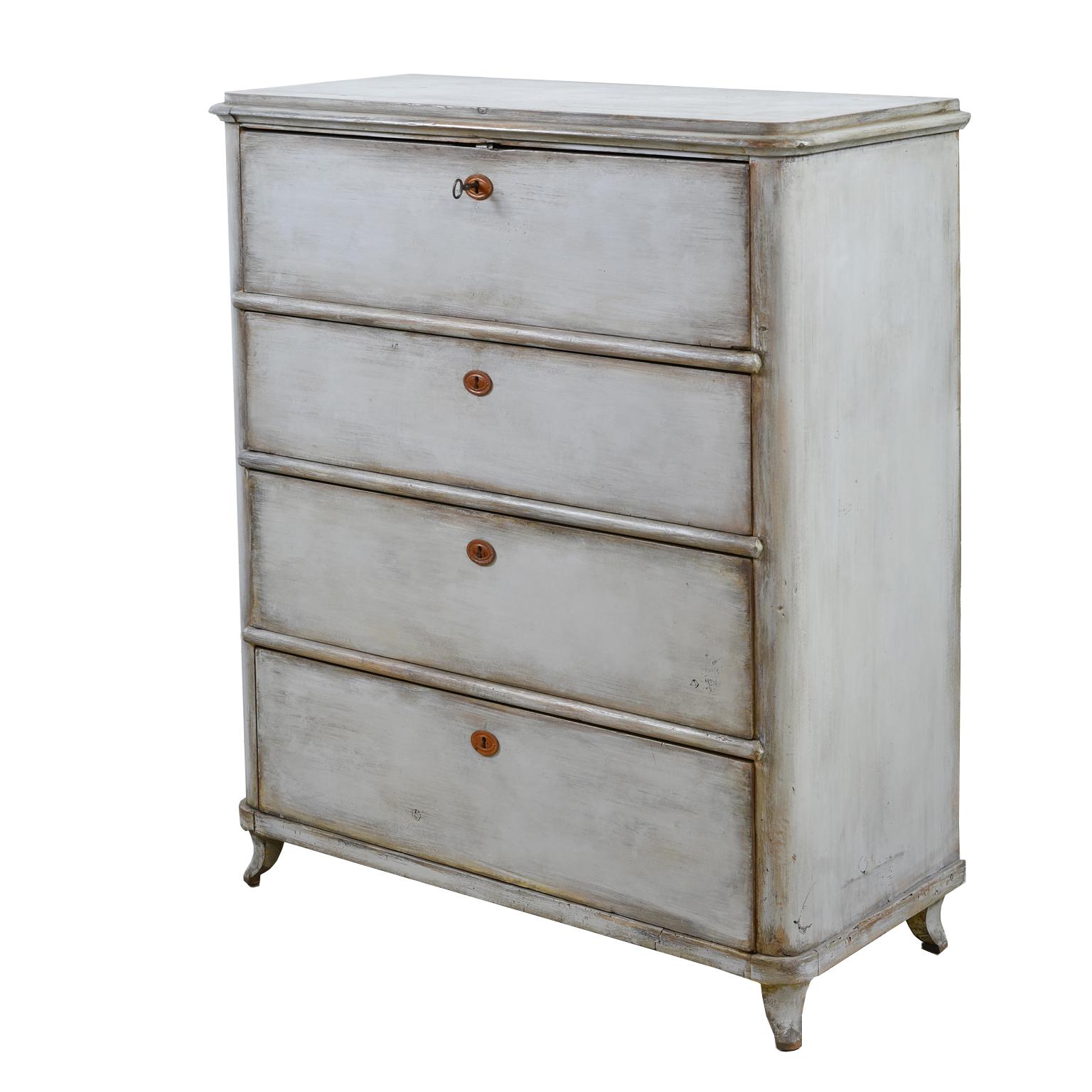 Painted North German Biedermeier Tall Chest of Drawers, circa 1820 6