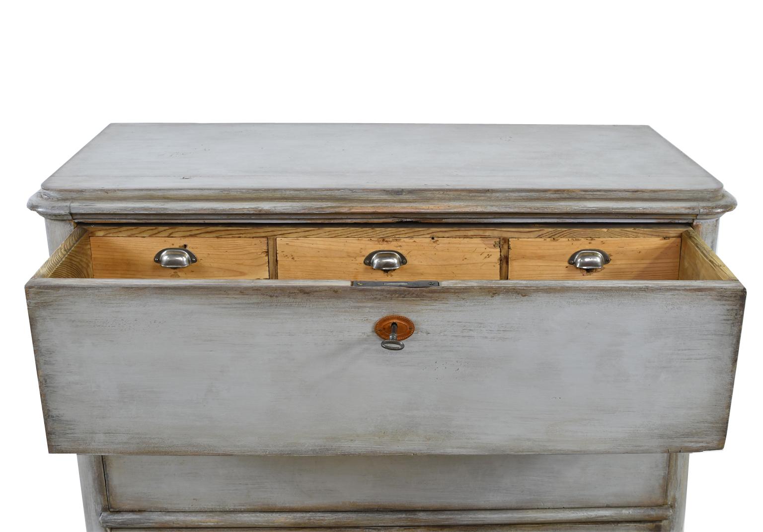 19th Century Painted North German Biedermeier Tall Chest of Drawers, circa 1820