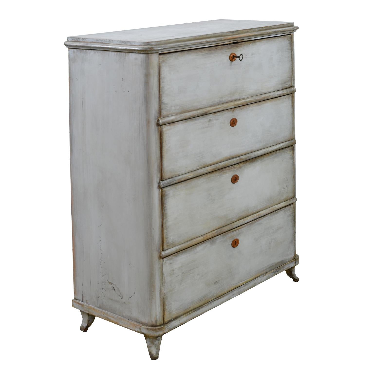 Leather Painted North German Biedermeier Tall Chest of Drawers, circa 1820