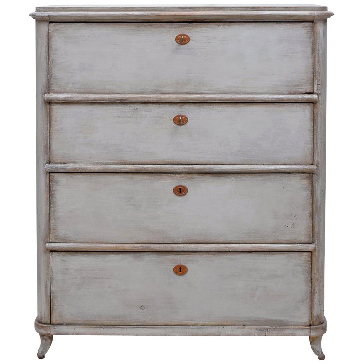 Painted North German Biedermeier Tall Chest of Drawers, circa 1820