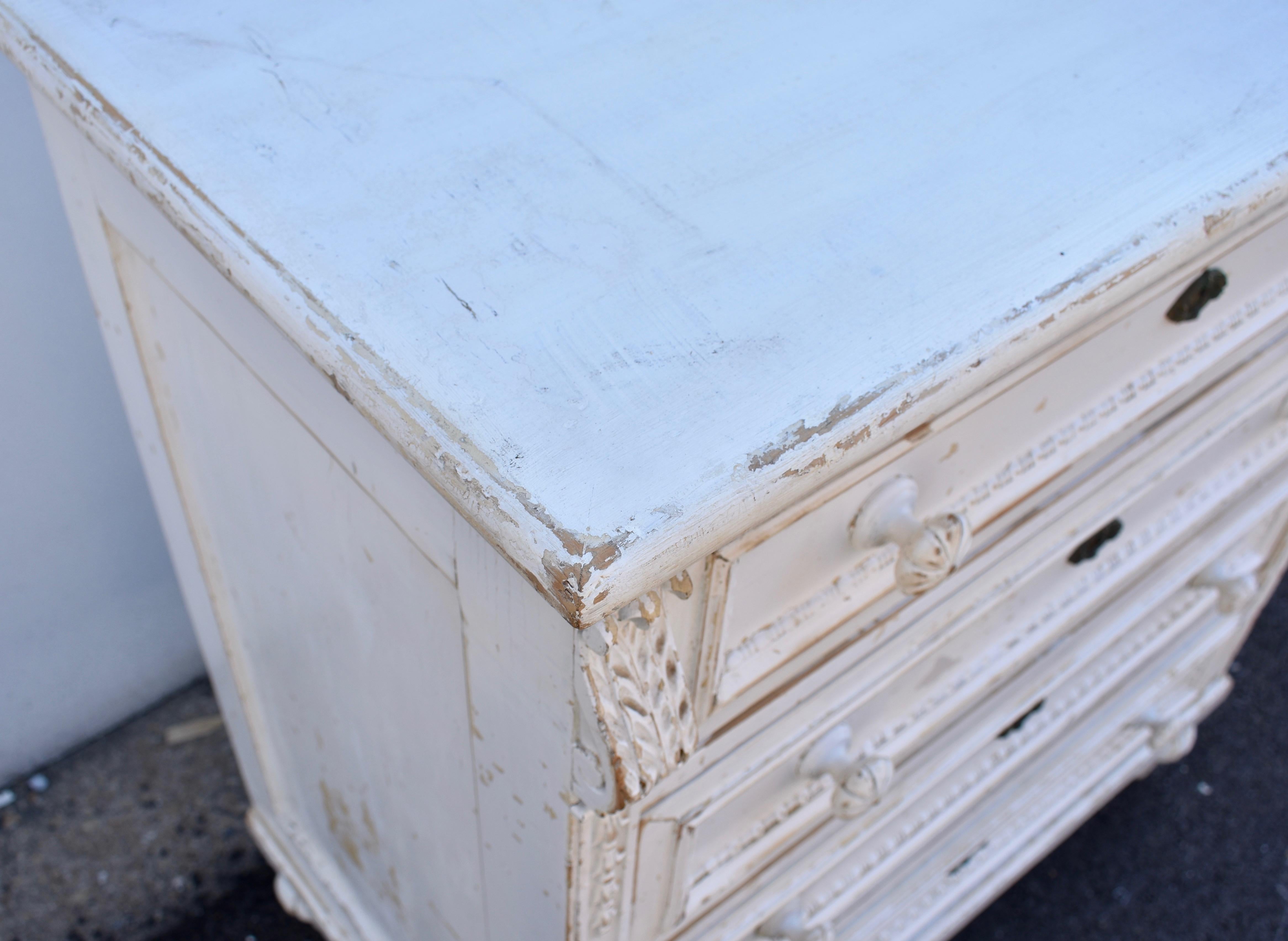 Painted Oak Chest of Four Drawers For Sale 8