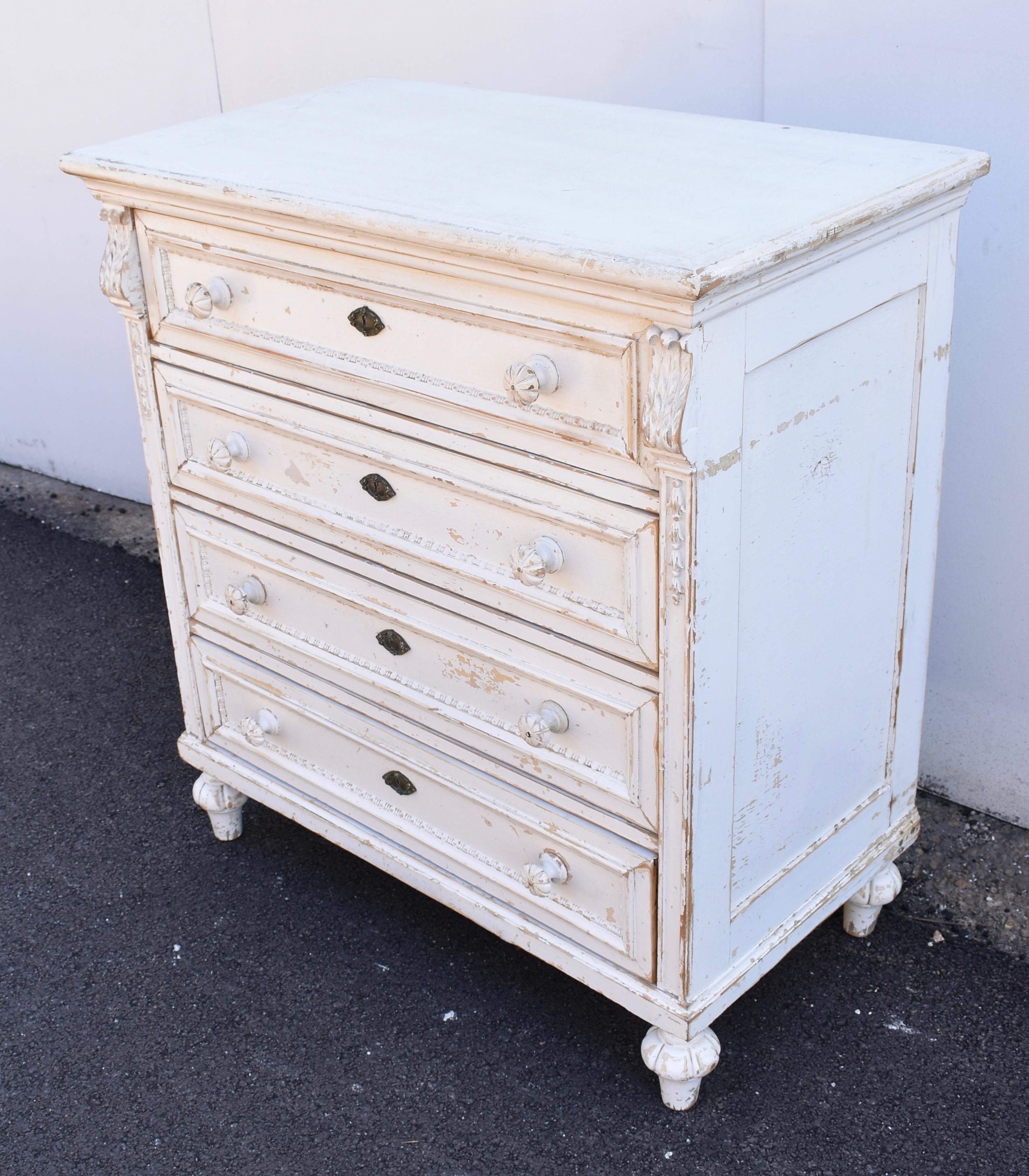 Hungarian Painted Oak Chest of Four Drawers For Sale