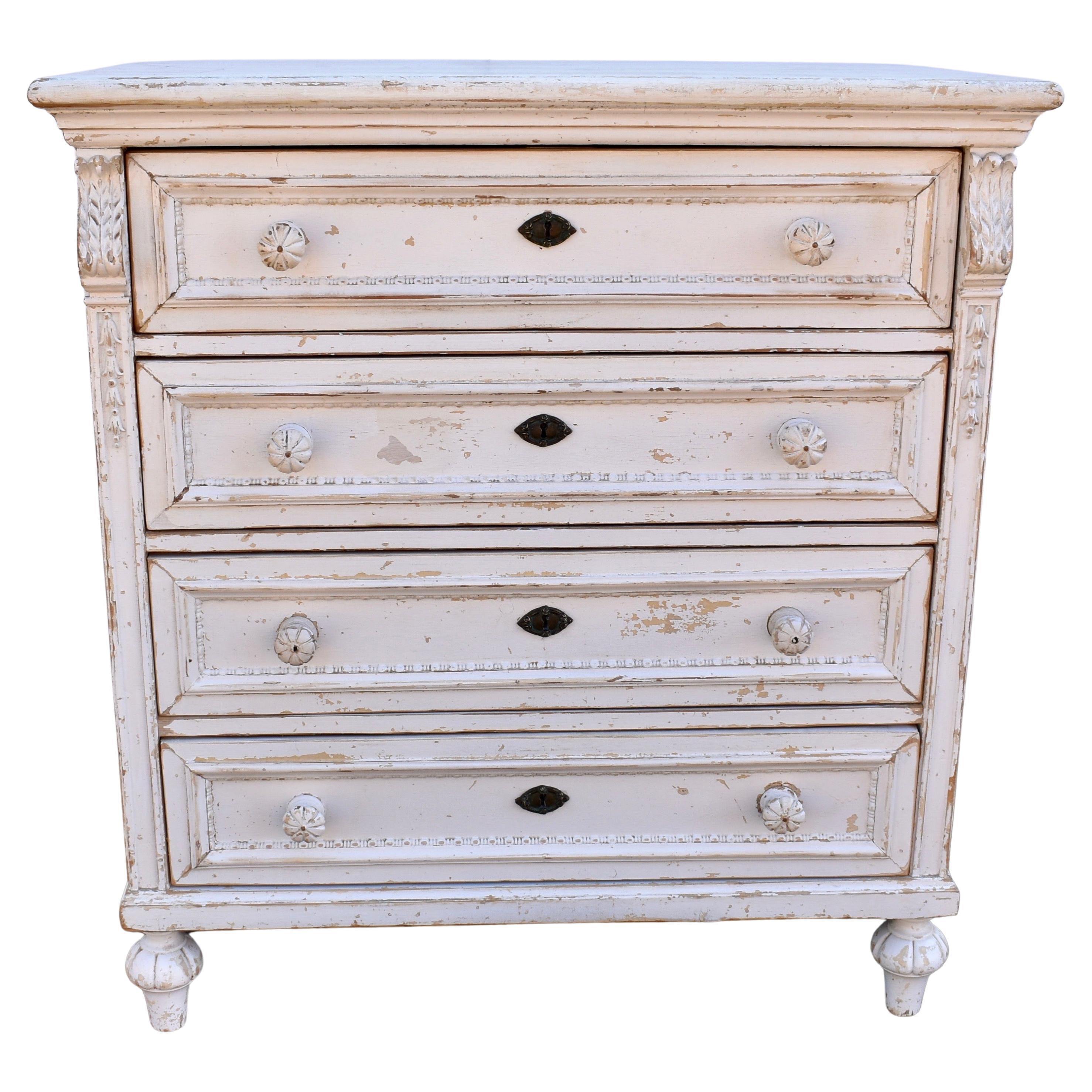Painted Oak Chest of Four Drawers