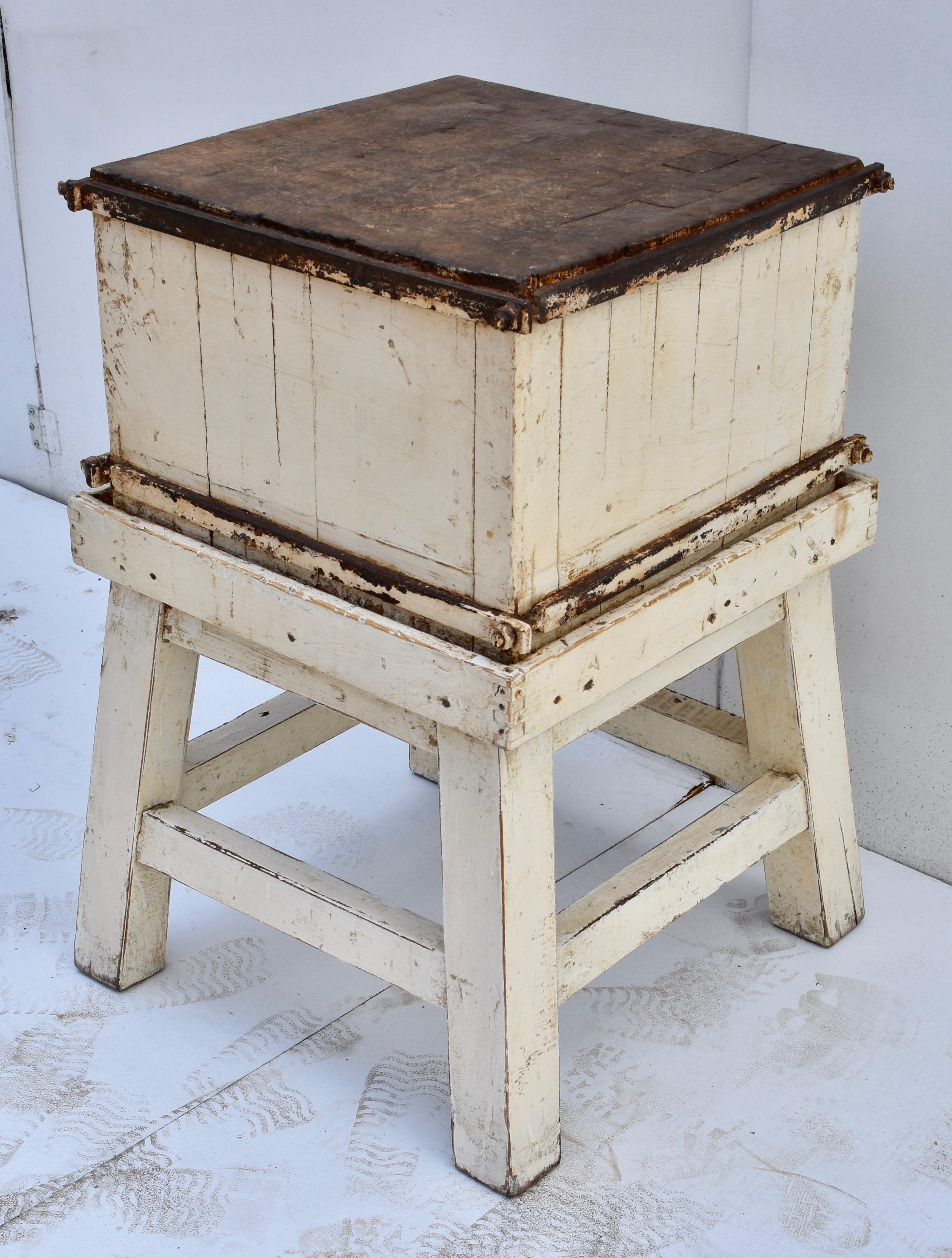 20th Century Painted Oak Chopping Block on Stand For Sale