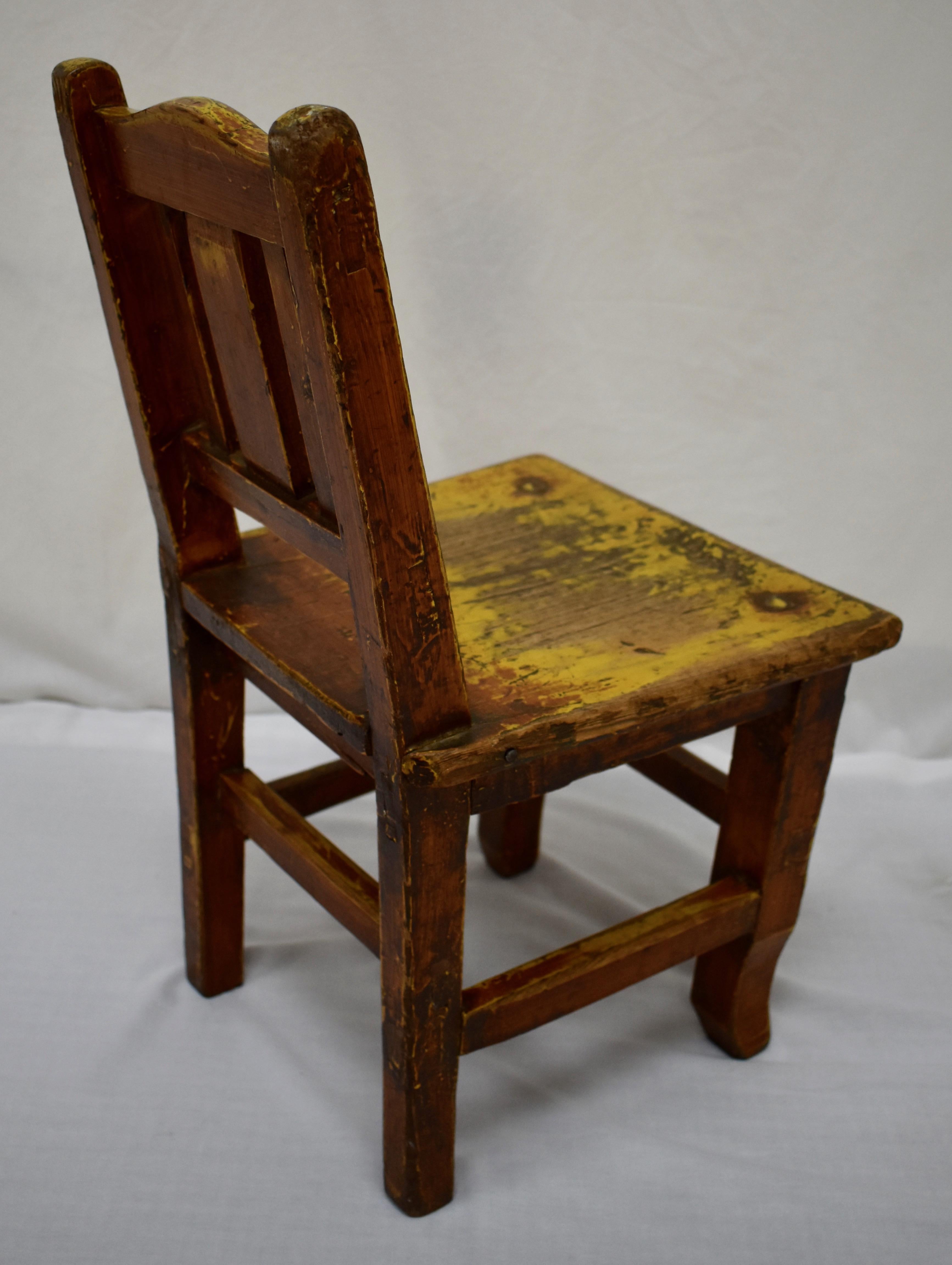 Painted Oak Plank-Seat Child's Chair 1
