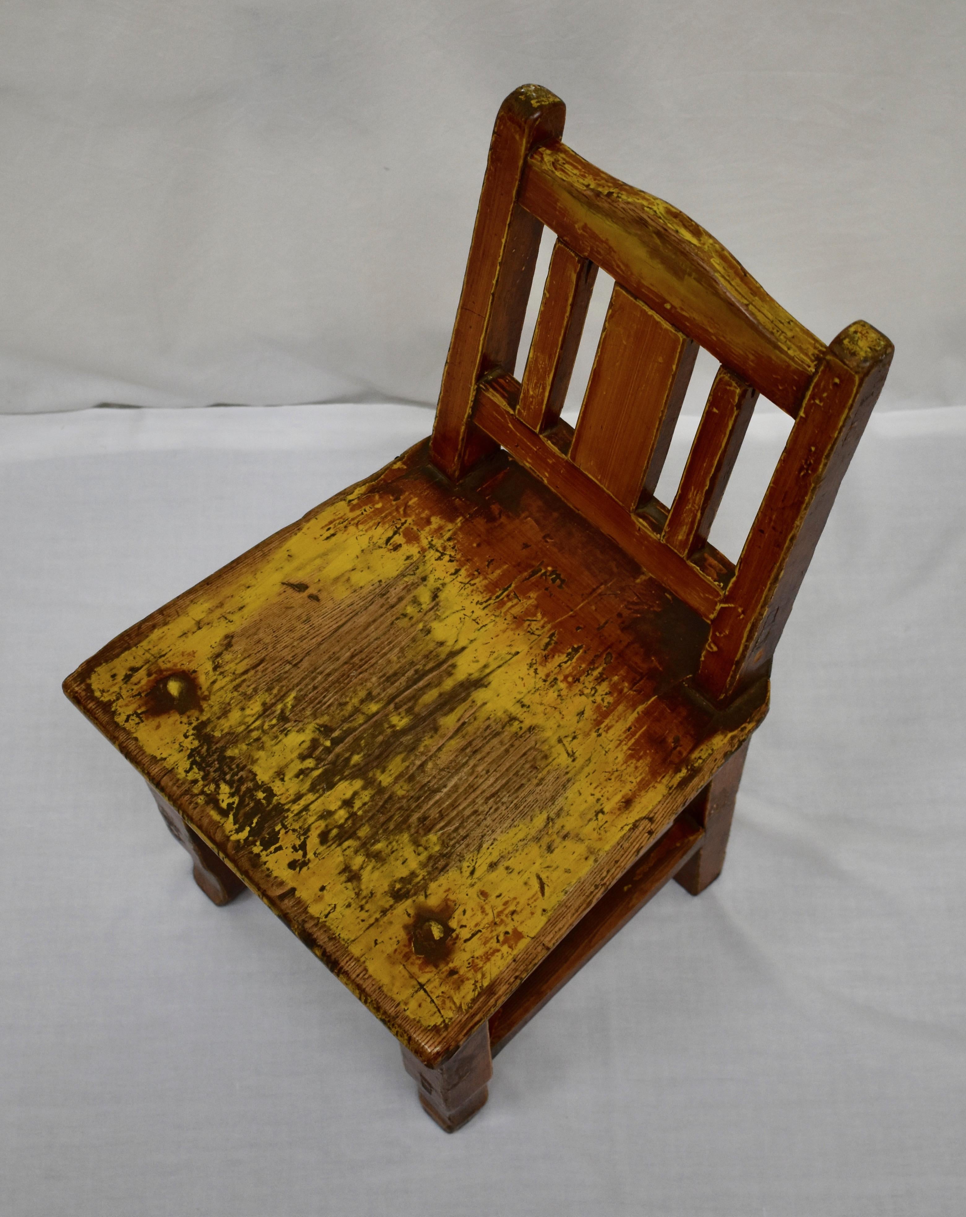 Painted Oak Plank-Seat Child's Chair 3