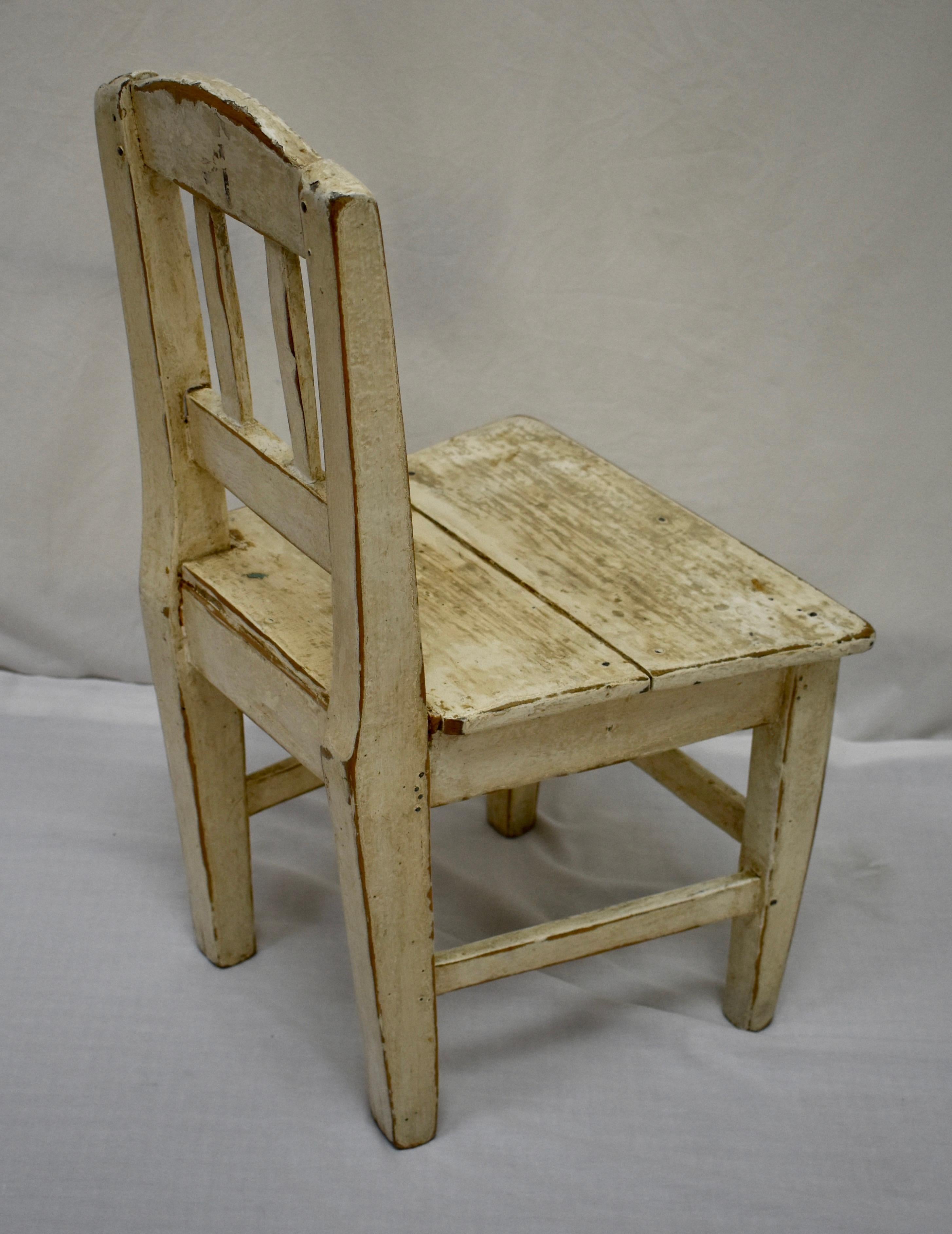 20th Century Painted Oak Plank-Seat Child's Chair