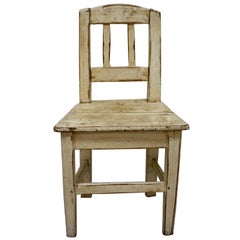 Antique Painted Oak Plank-Seat Child's Chair