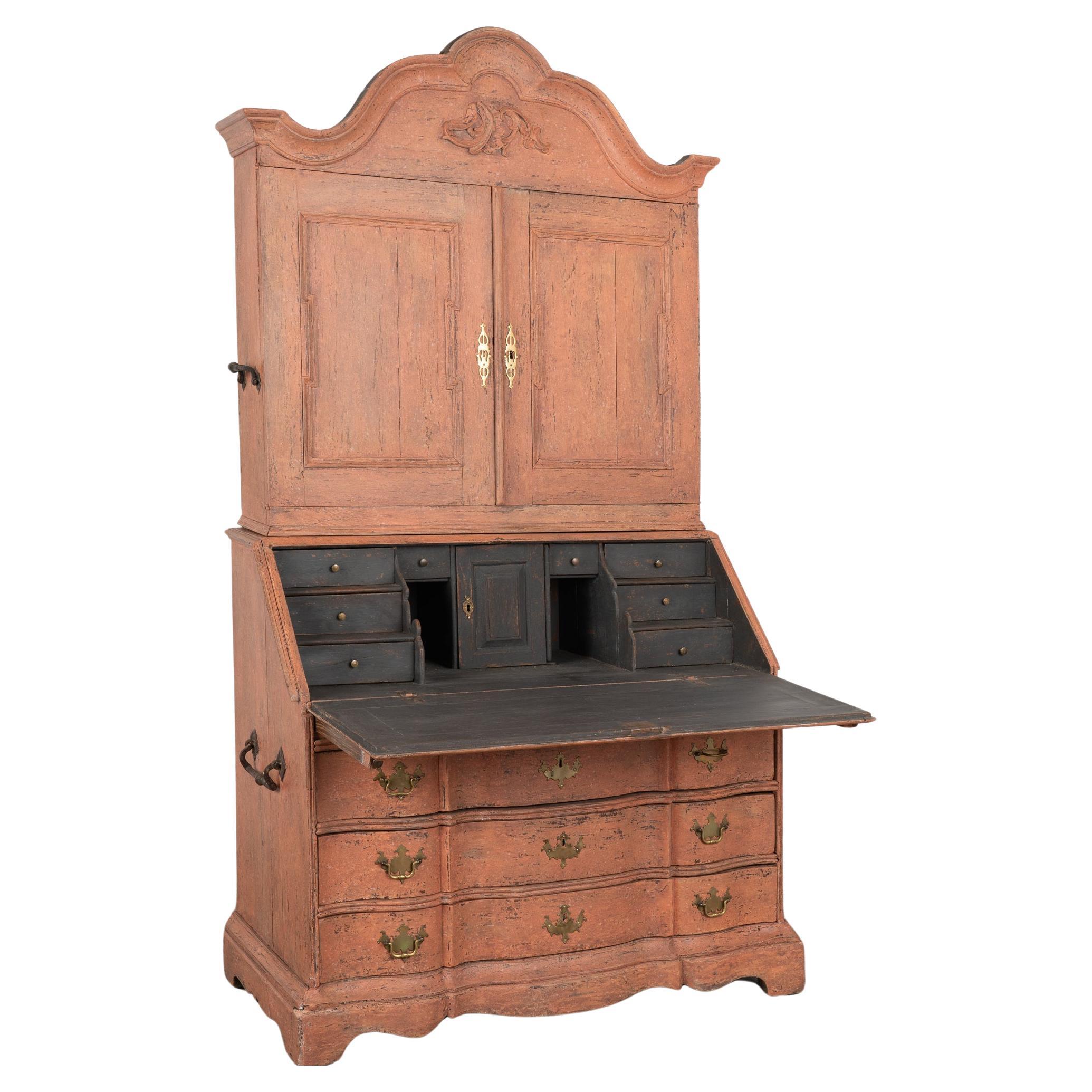 Painted Oak Secretary Bureau, Denmark circa 1760-80