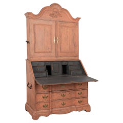 Antique Painted Oak Secretary Bureau, Denmark circa 1760-80