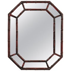 Painted Octagon Faux Bamboo Mirror