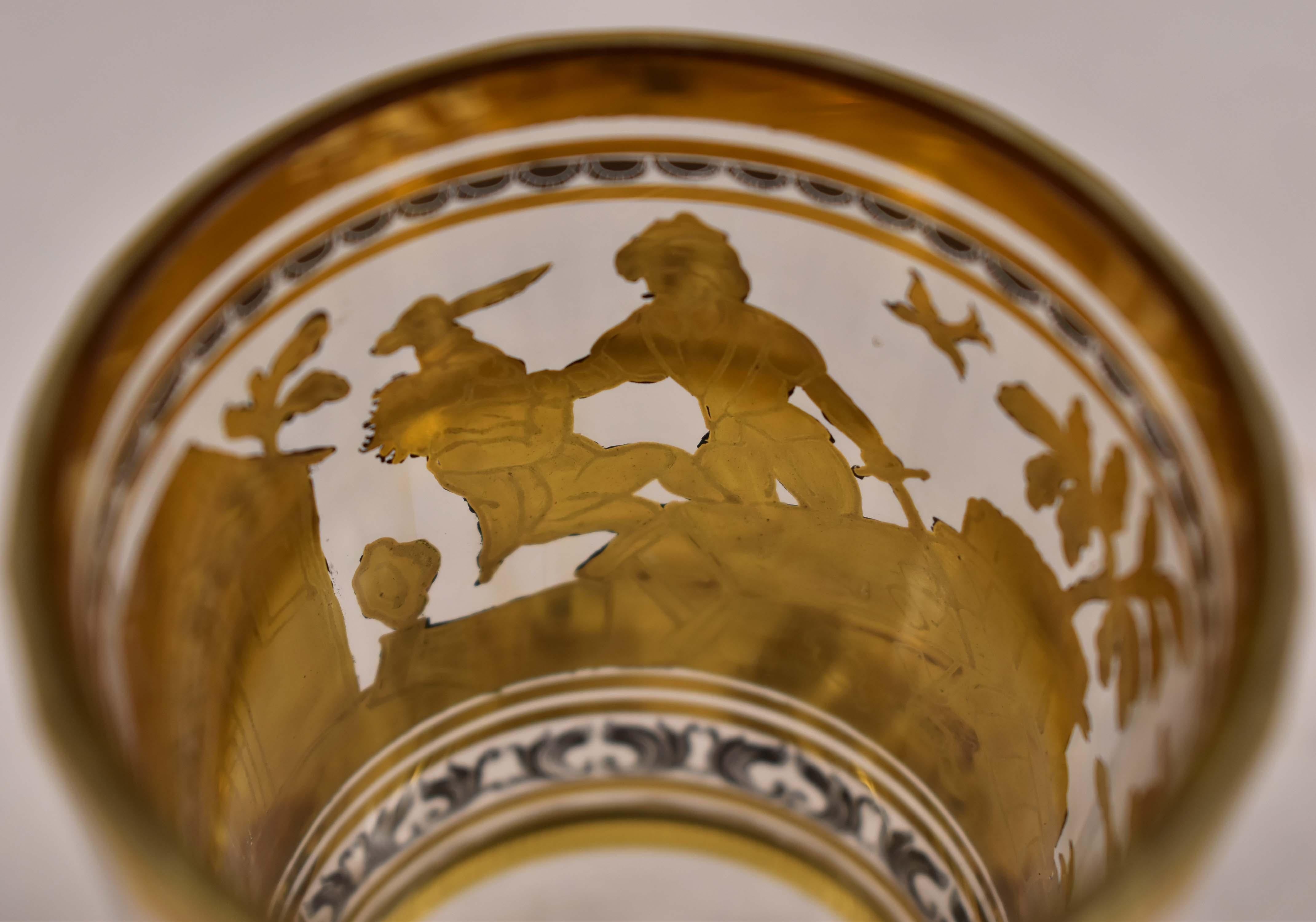 Painted on Gold Double-Walled Goblet, Dice and Cards 20th Century 11