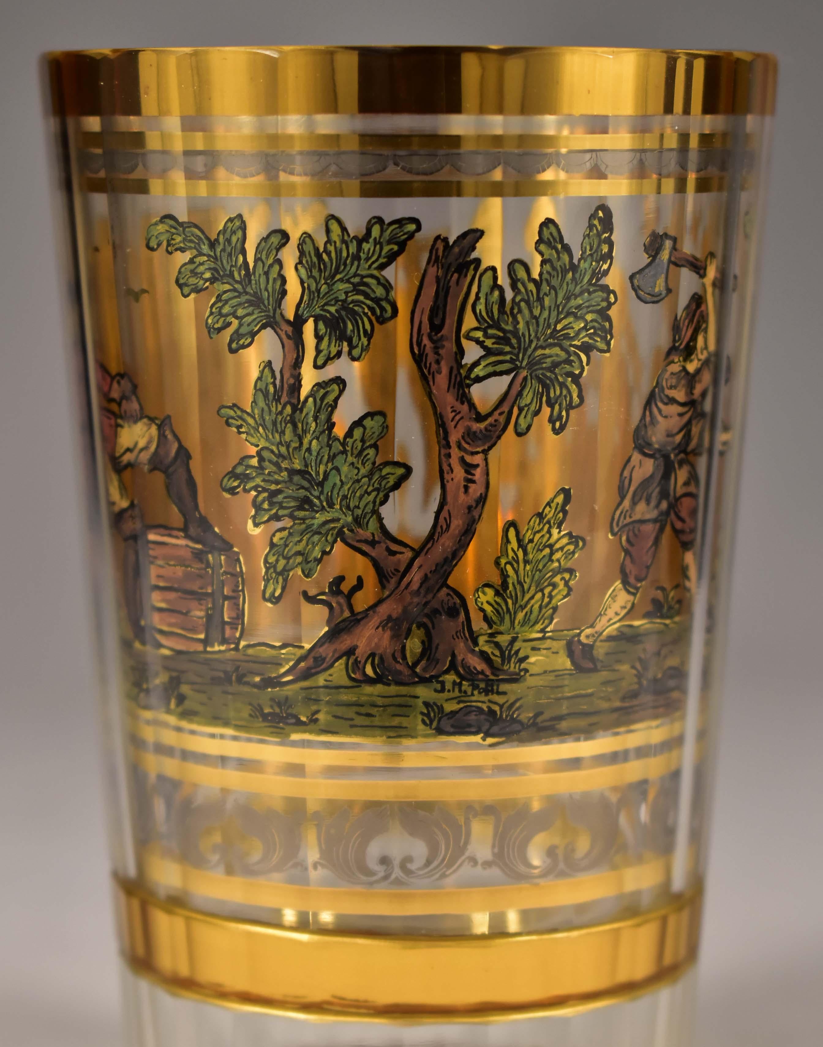 Painted on Gold Double-Walled Goblet, Dice and Cards 20th Century 4