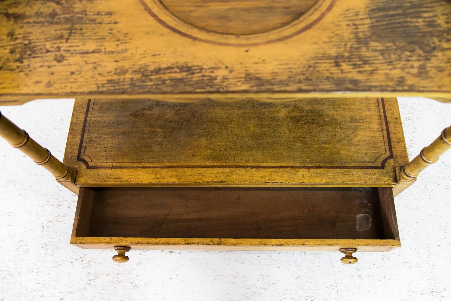 Painted One Drawer Faux Bamboo Table In Good Condition In Wilson, NC