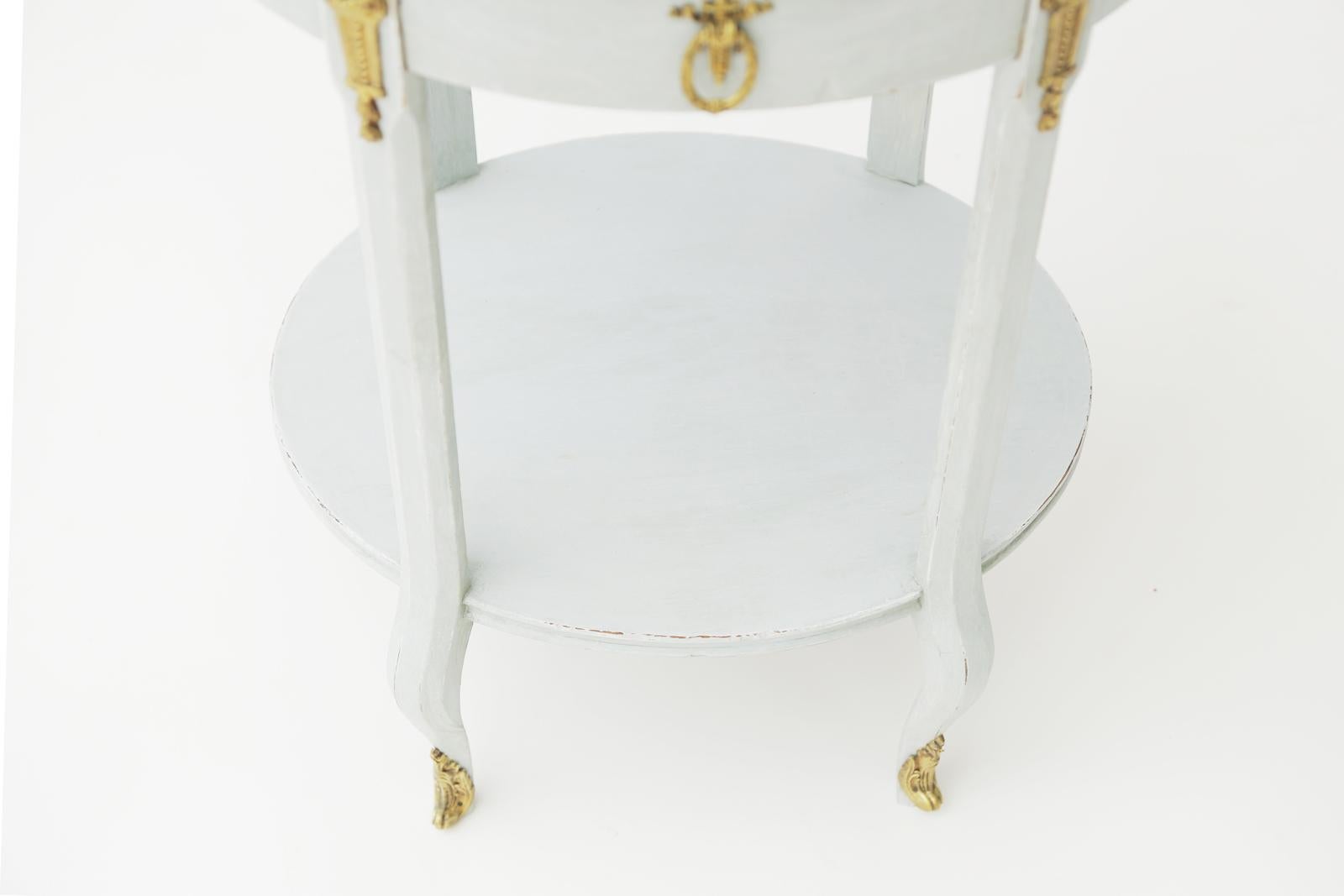 French Painted Oval Occasional Table with Bronze Gallery For Sale