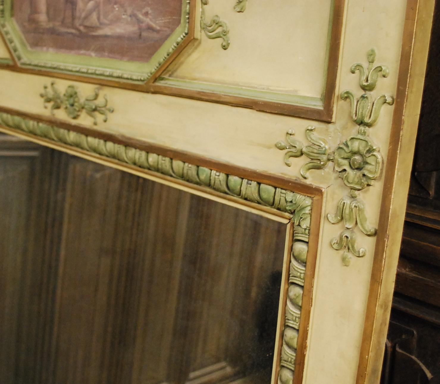 Neoclassical Painted Overmantle trumeau Mirror