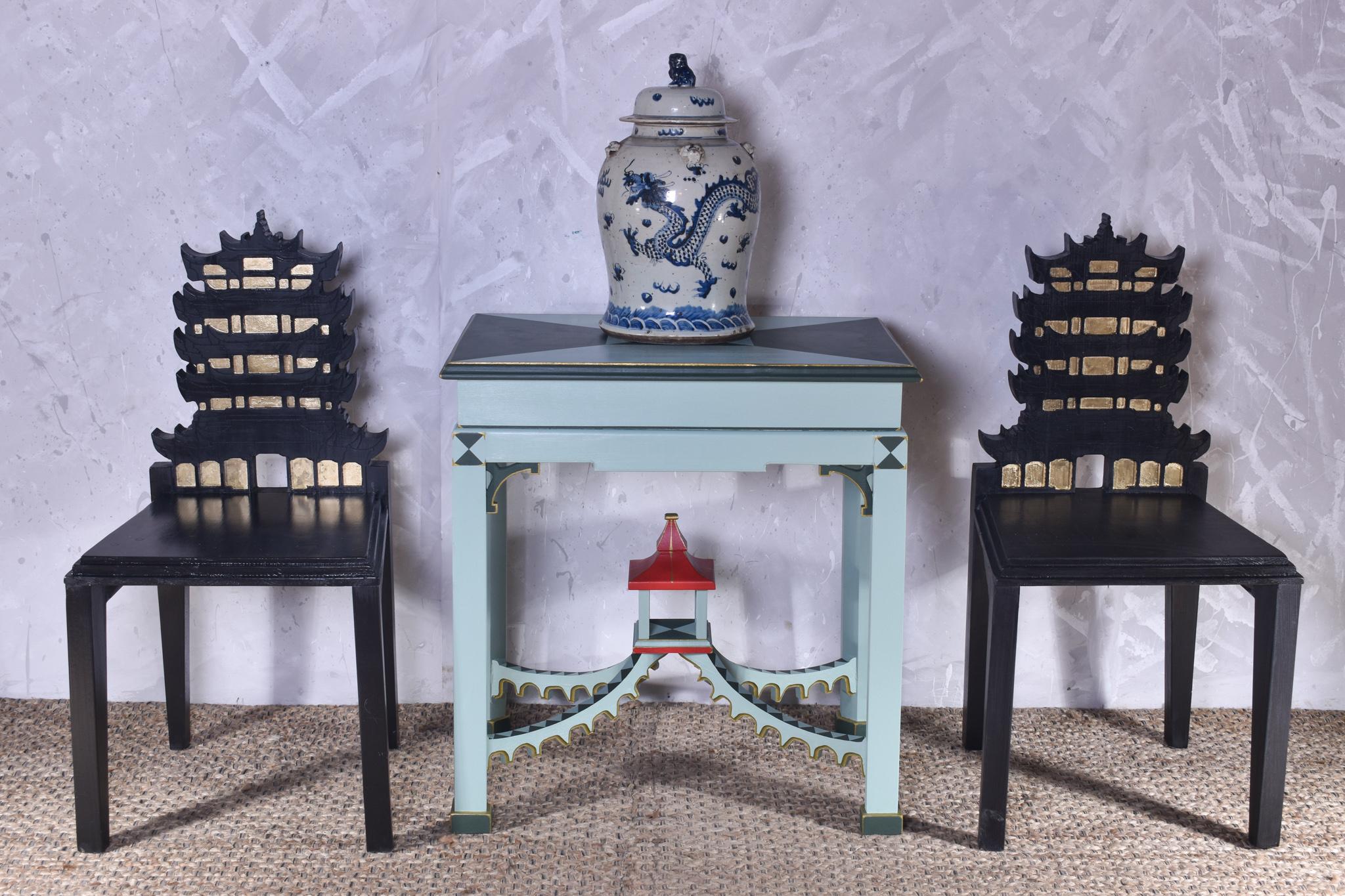 Painted Pagoda Side Table For Sale 4