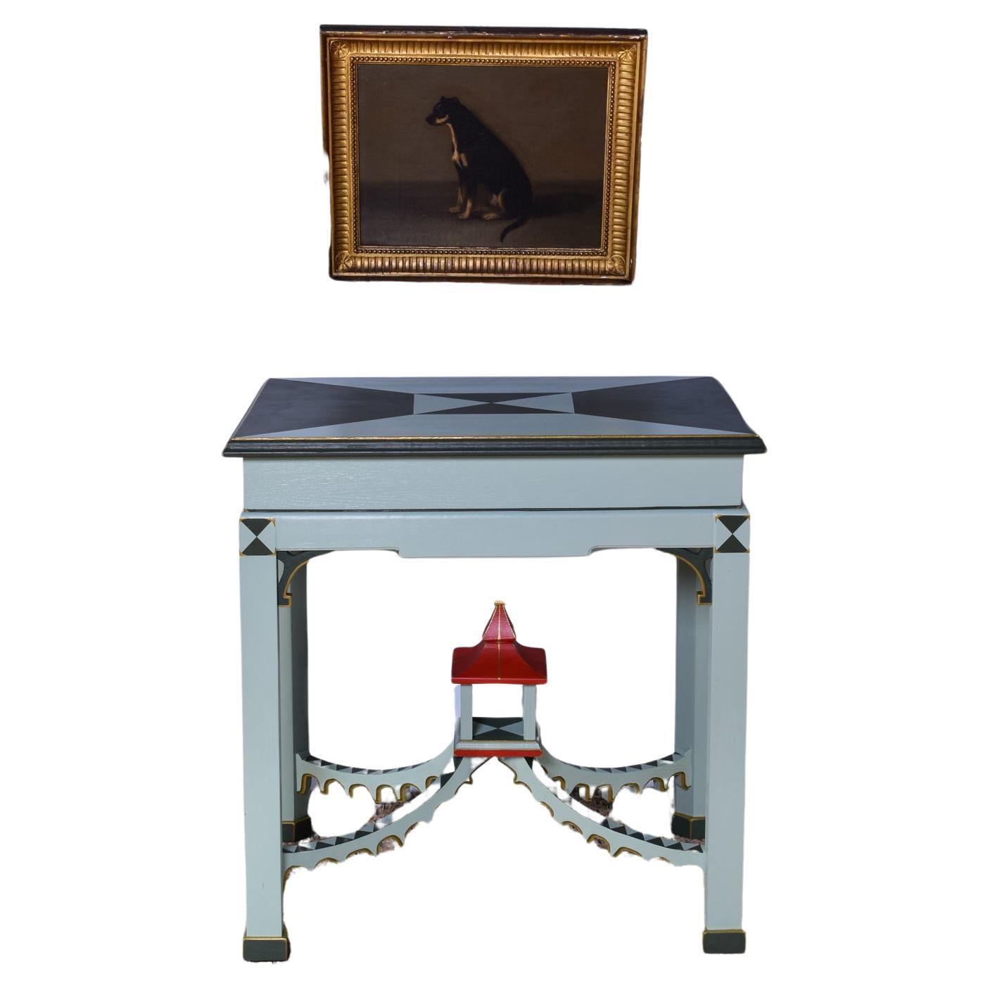 Painted Pagoda Side Table For Sale