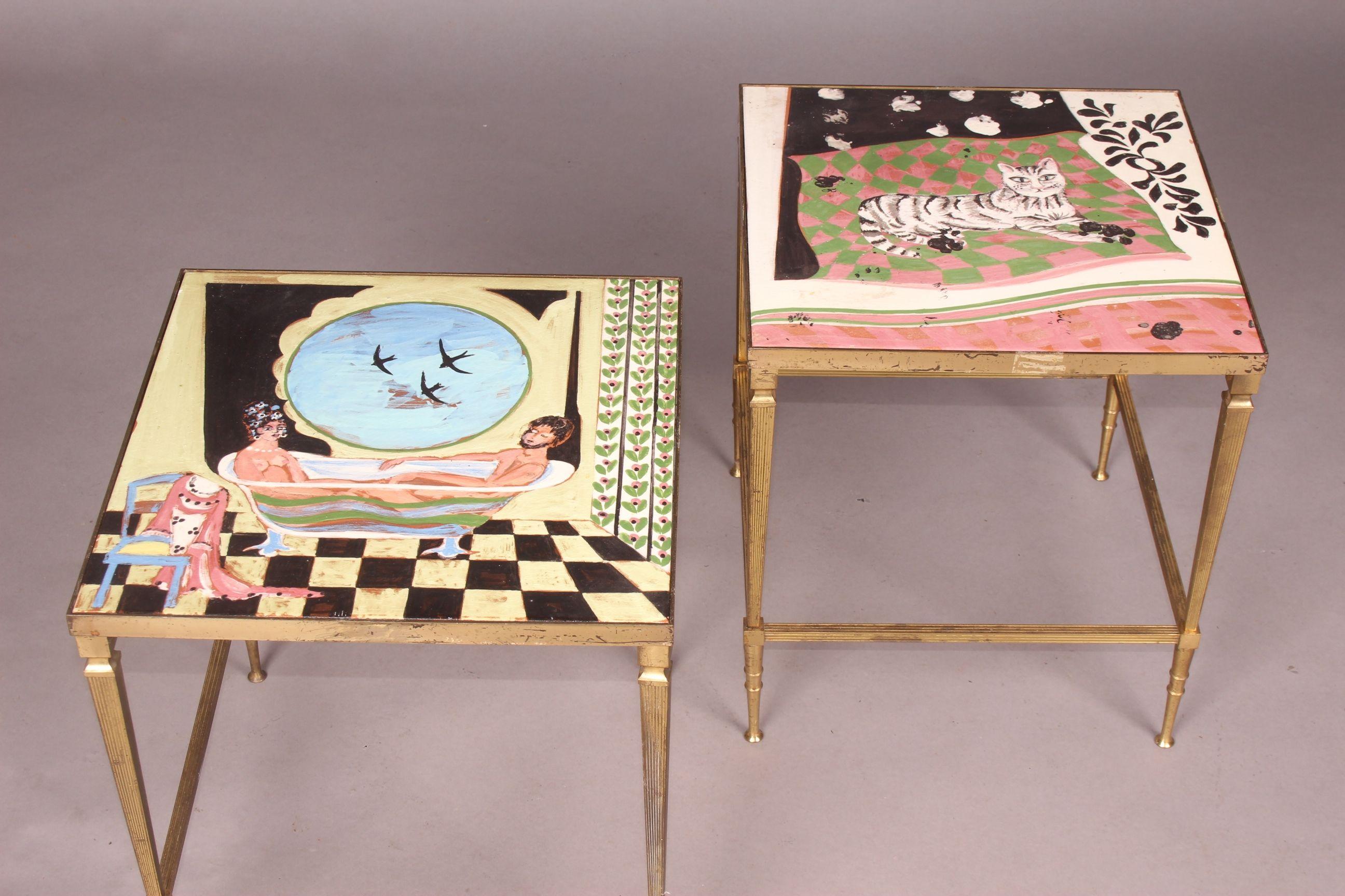 Italian Painted Pair of Side Table