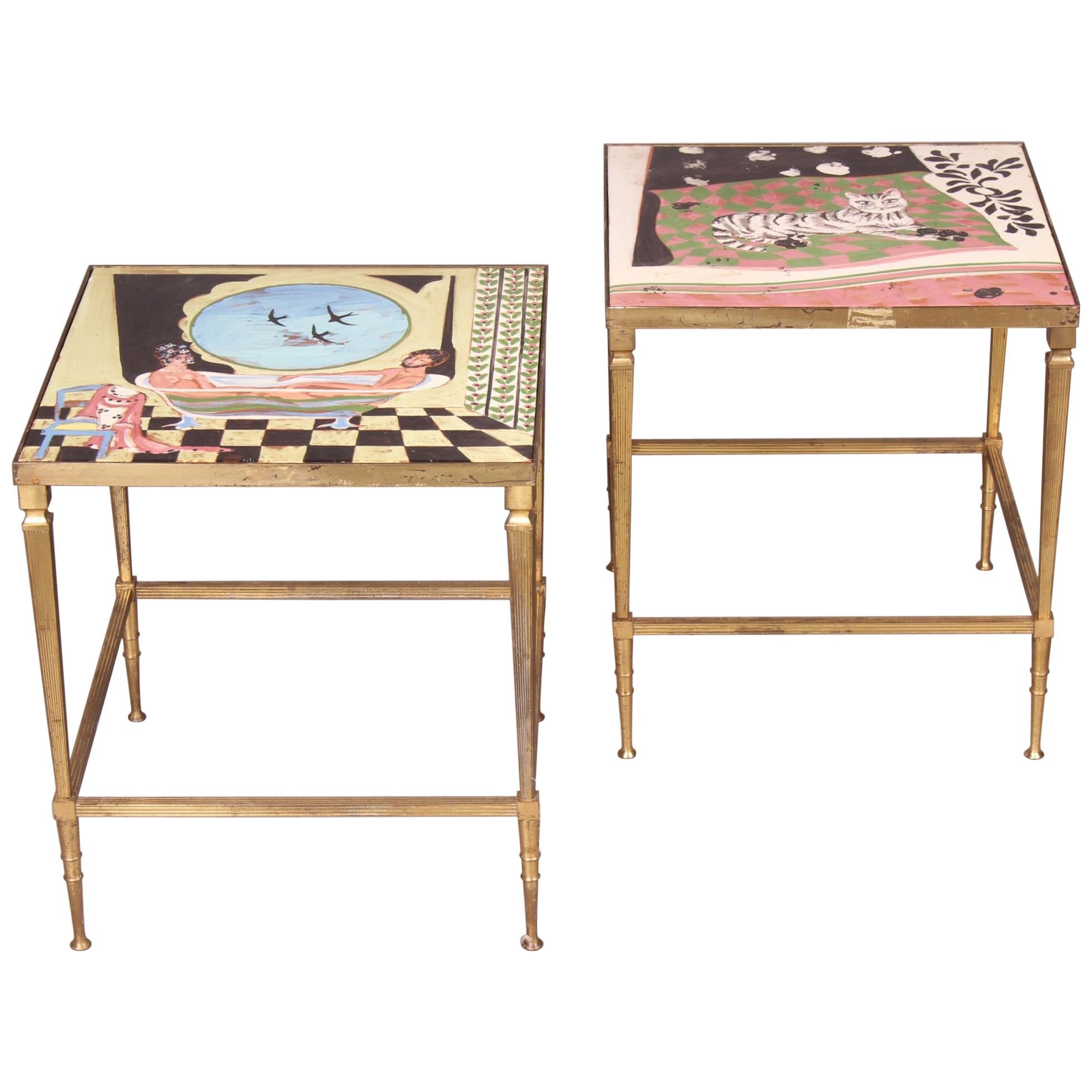Painted Pair of Side Table