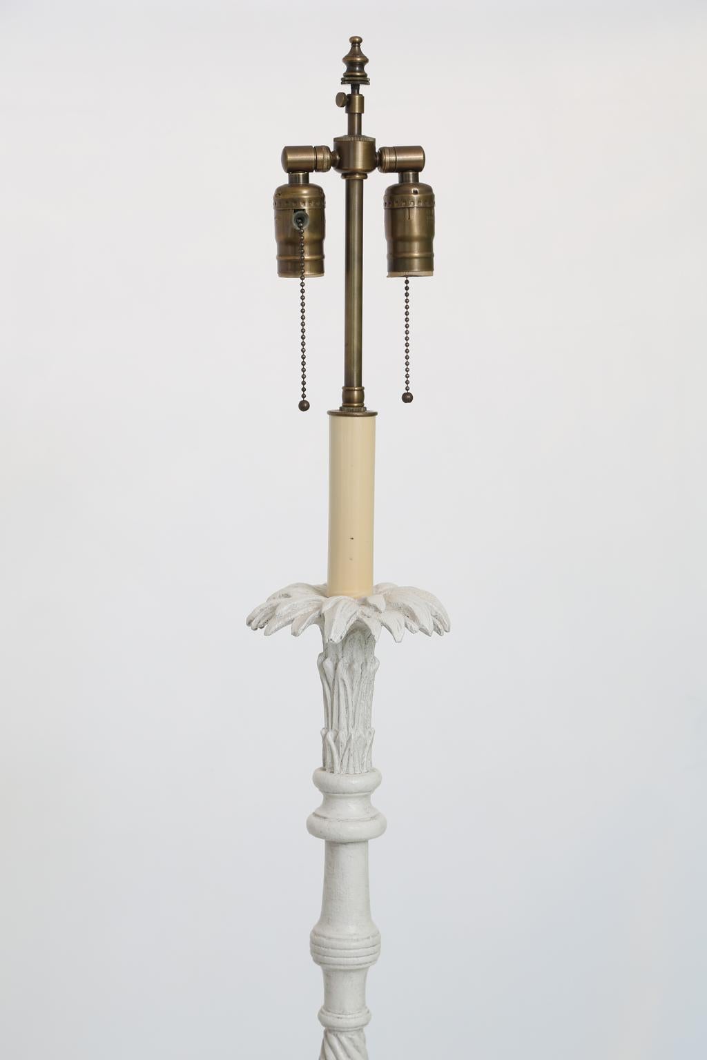 Floor lamp, of painted wood, carved with spiral-carved 