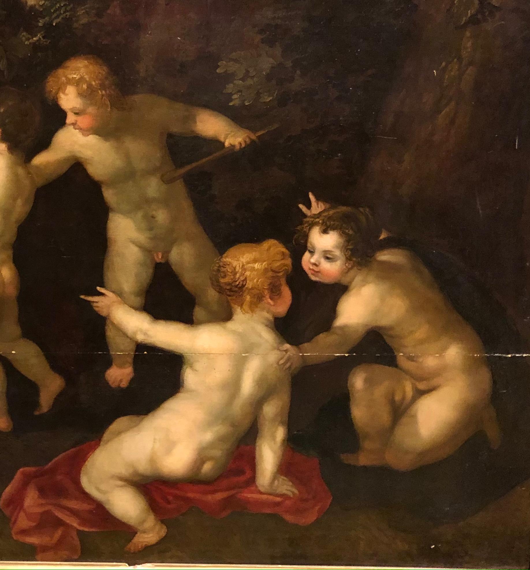 17th Century Painted Panel “Bacchanal”