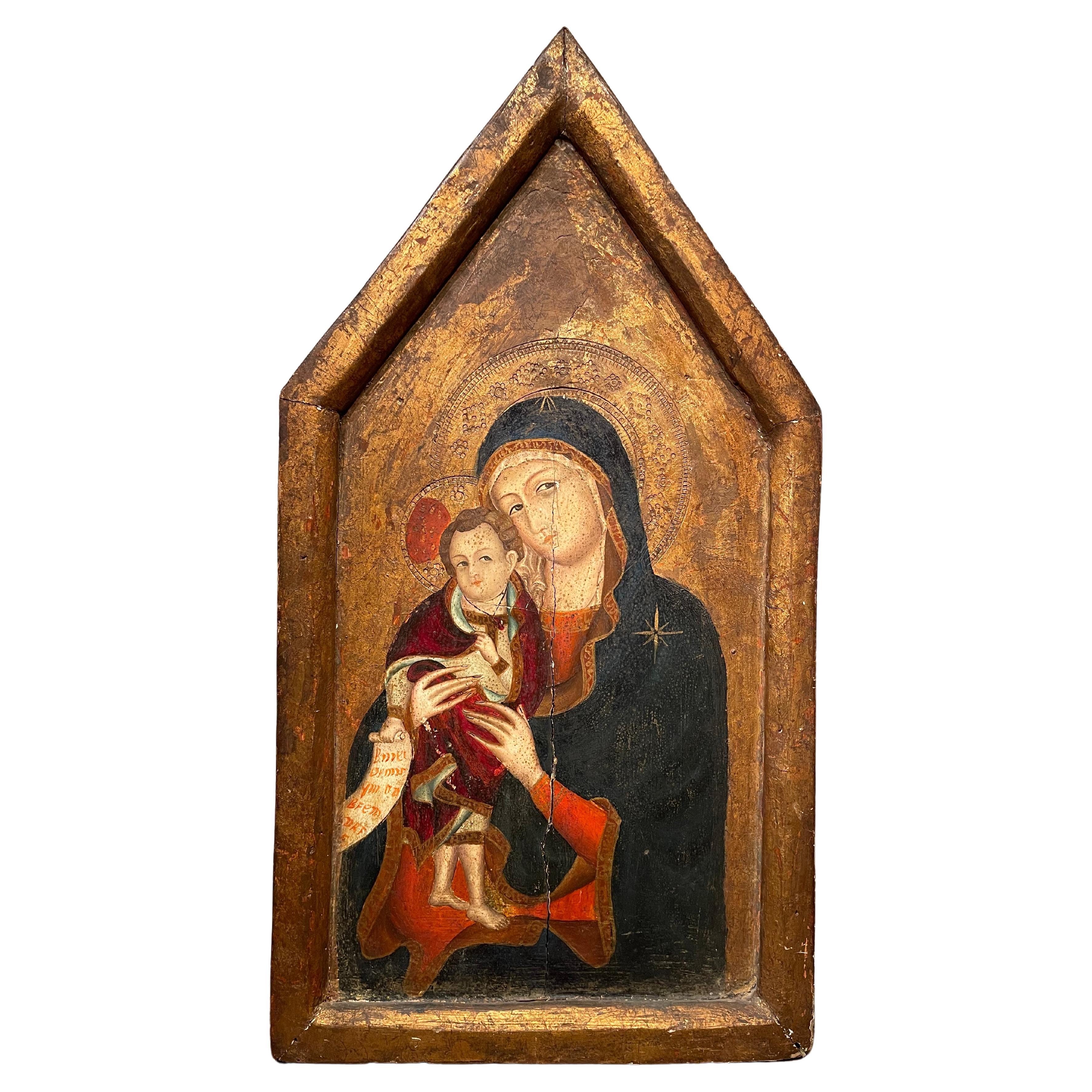 Painted Panel Representing The Virgin And Child, Italy, 19th C.
