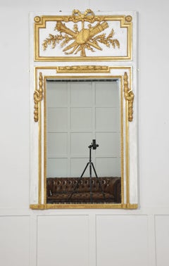 Painted parcel gilt trumeau wall mirror