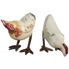 Painted Pecking Chickens, Pair