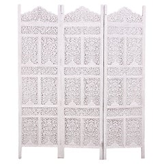 Painted Pierce-Carved 3-Panel Screen