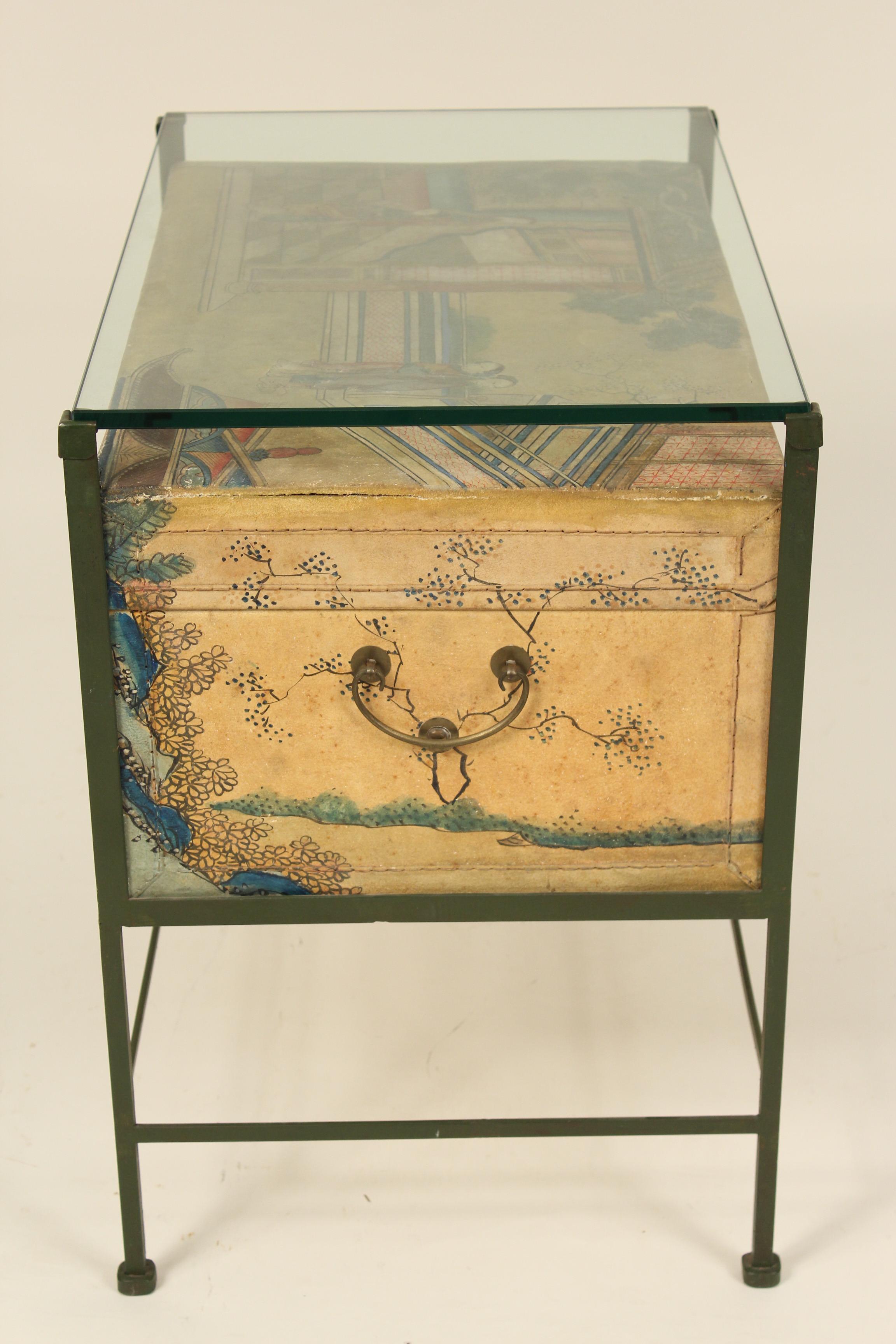 Chinese Painted Pigskin Trunk Occasional Table