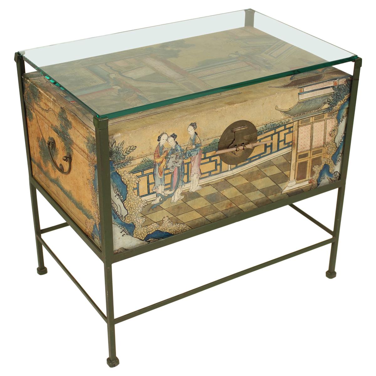 Painted Pigskin Trunk Occasional Table