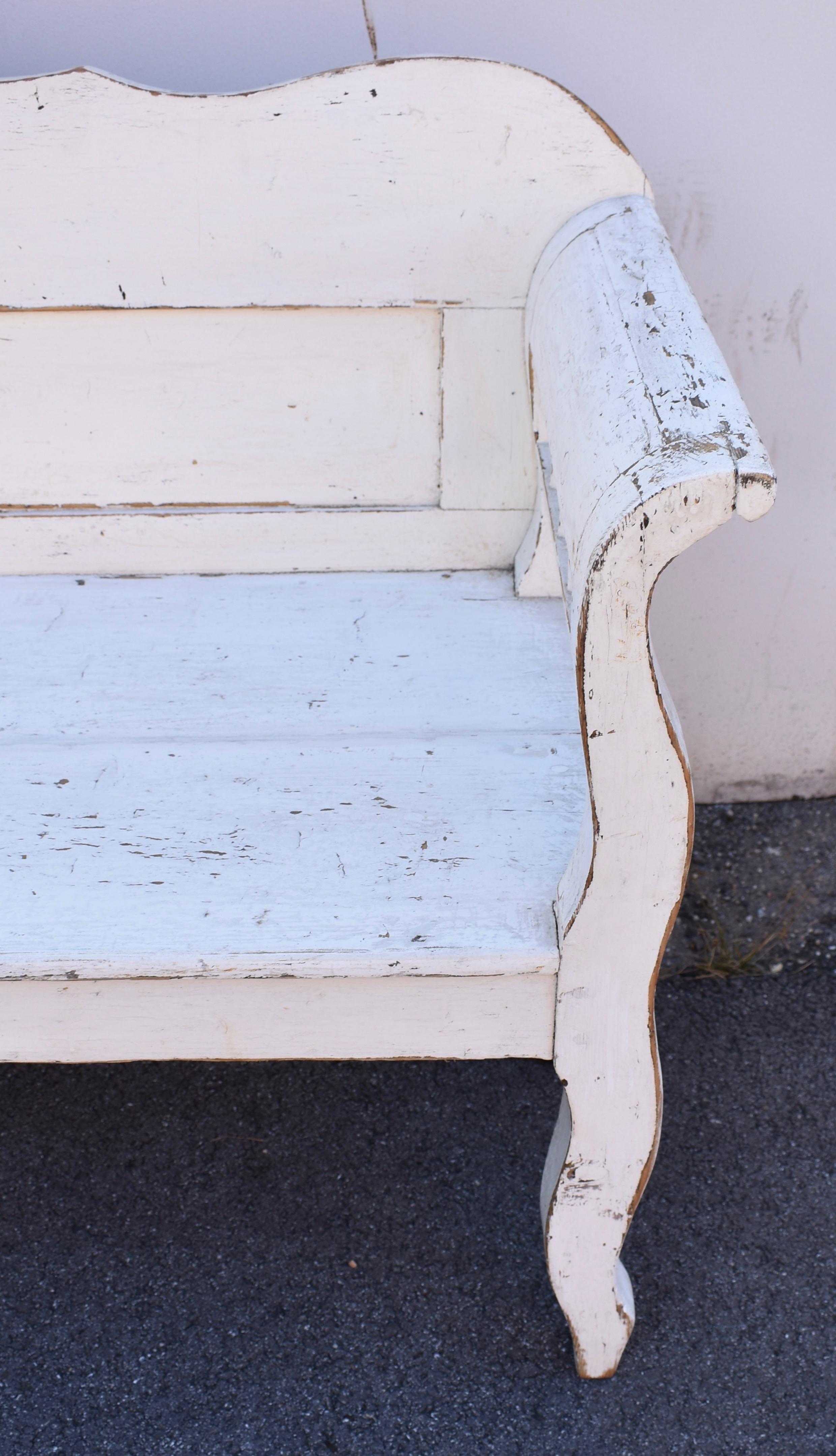 Painted Pine and Oak Bench or Settle For Sale 4