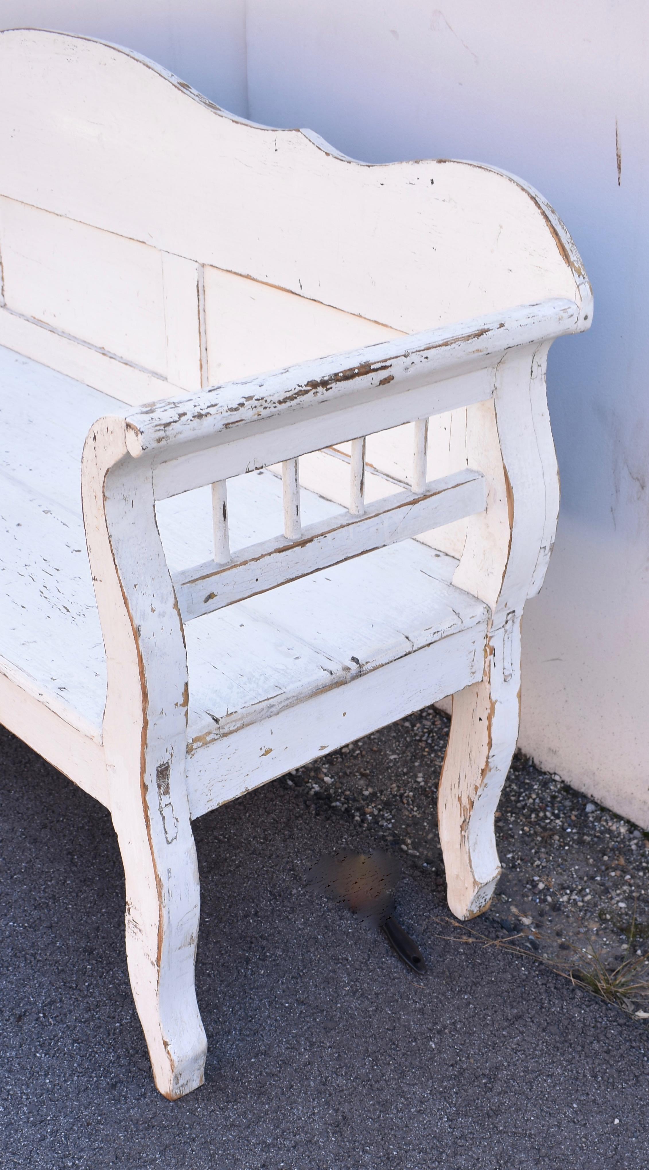 Painted Pine and Oak Bench or Settle For Sale 2