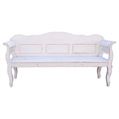 Painted Pine and Oak Bench or Settle