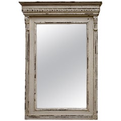 Antique Painted Pine and Oak-Framed Mirror