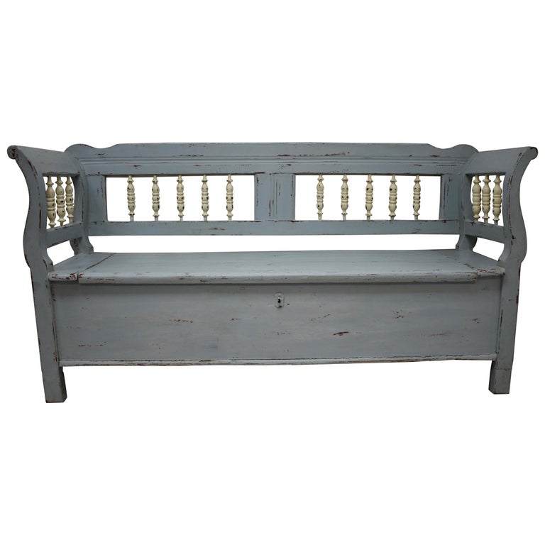 Painted Pine And Oak Storage Bench For Sale At 1stdibs