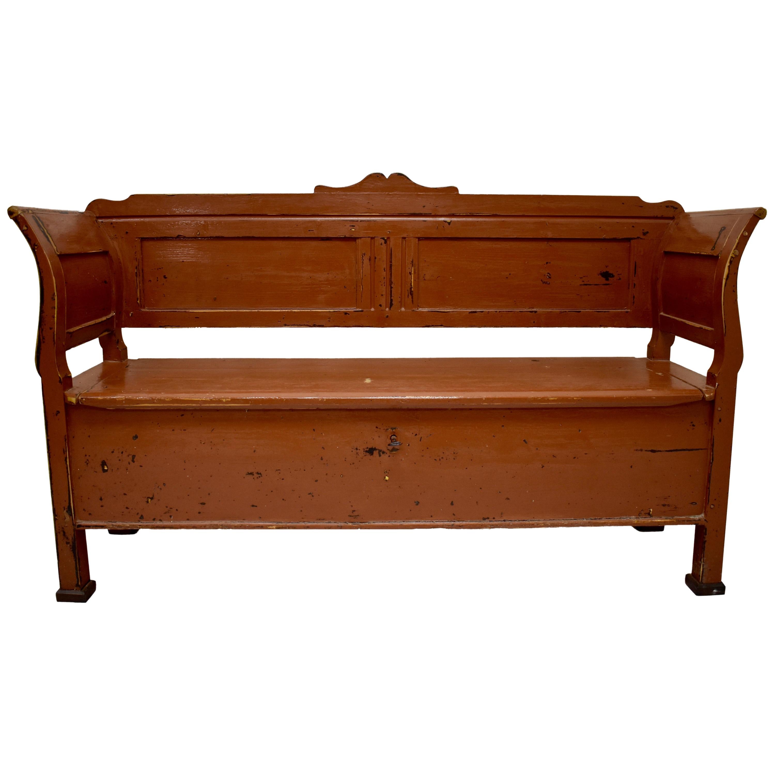 Painted Pine and Oak Storage Bench