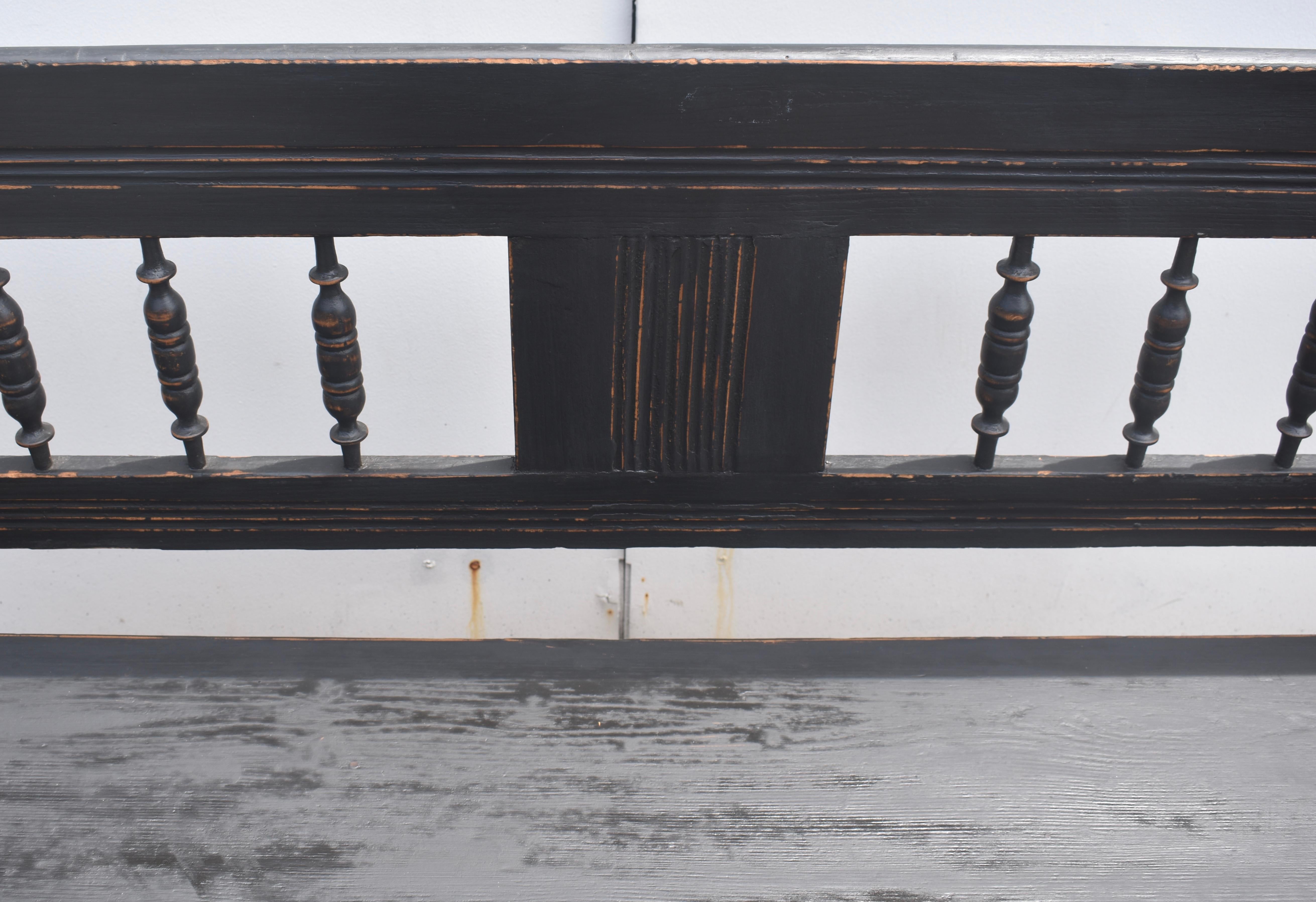 19th Century Painted Pine and Oak Storage Bench or Settle For Sale