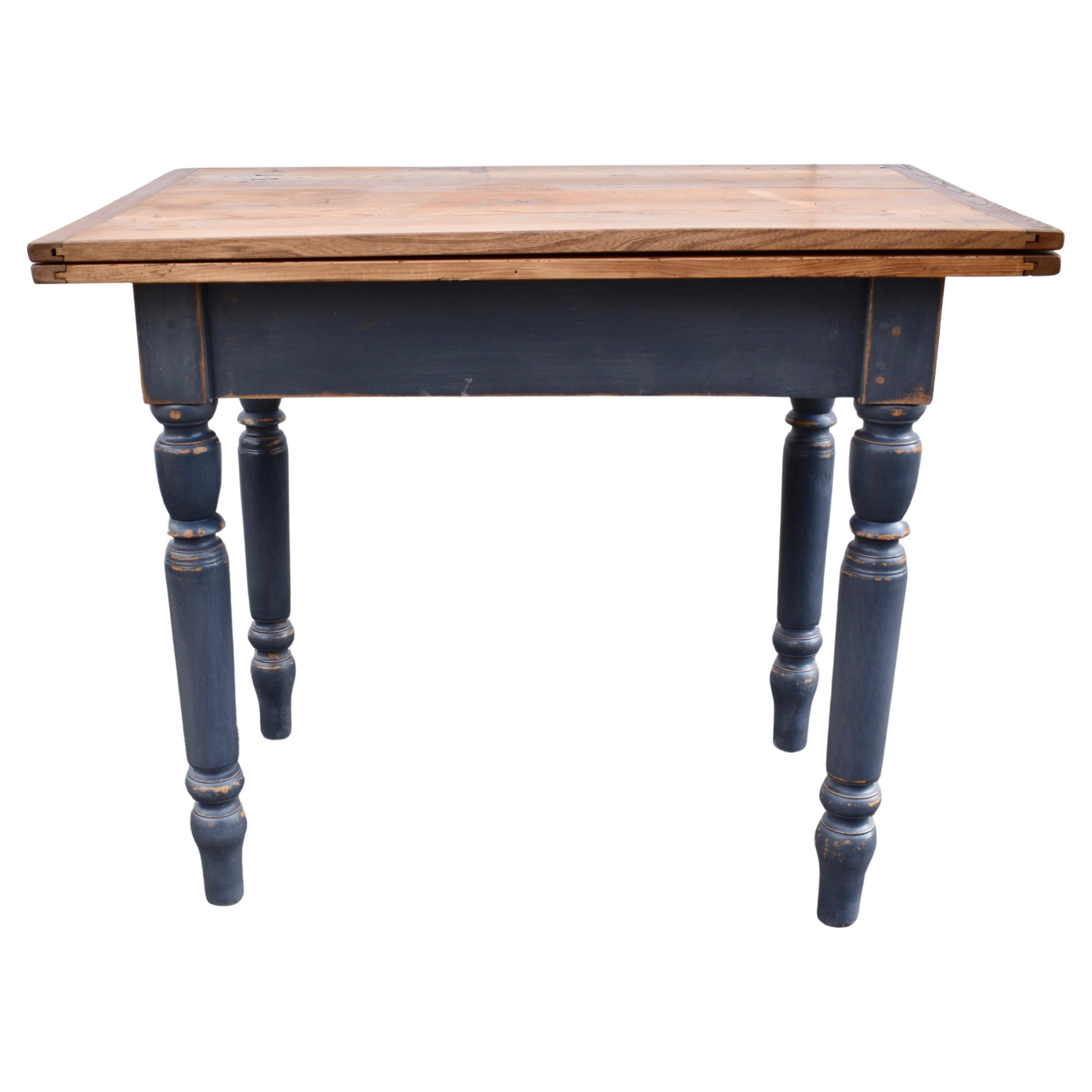 Painted Pine and Oak Swivel-Top Table 