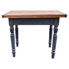 Antique Painted Pine and Oak Swivel-Top Table 