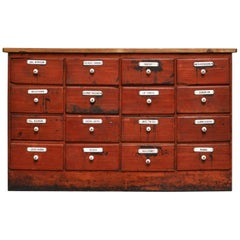 Painted Pine Apothecary Cabinet with 16 Drawers, circa 1900