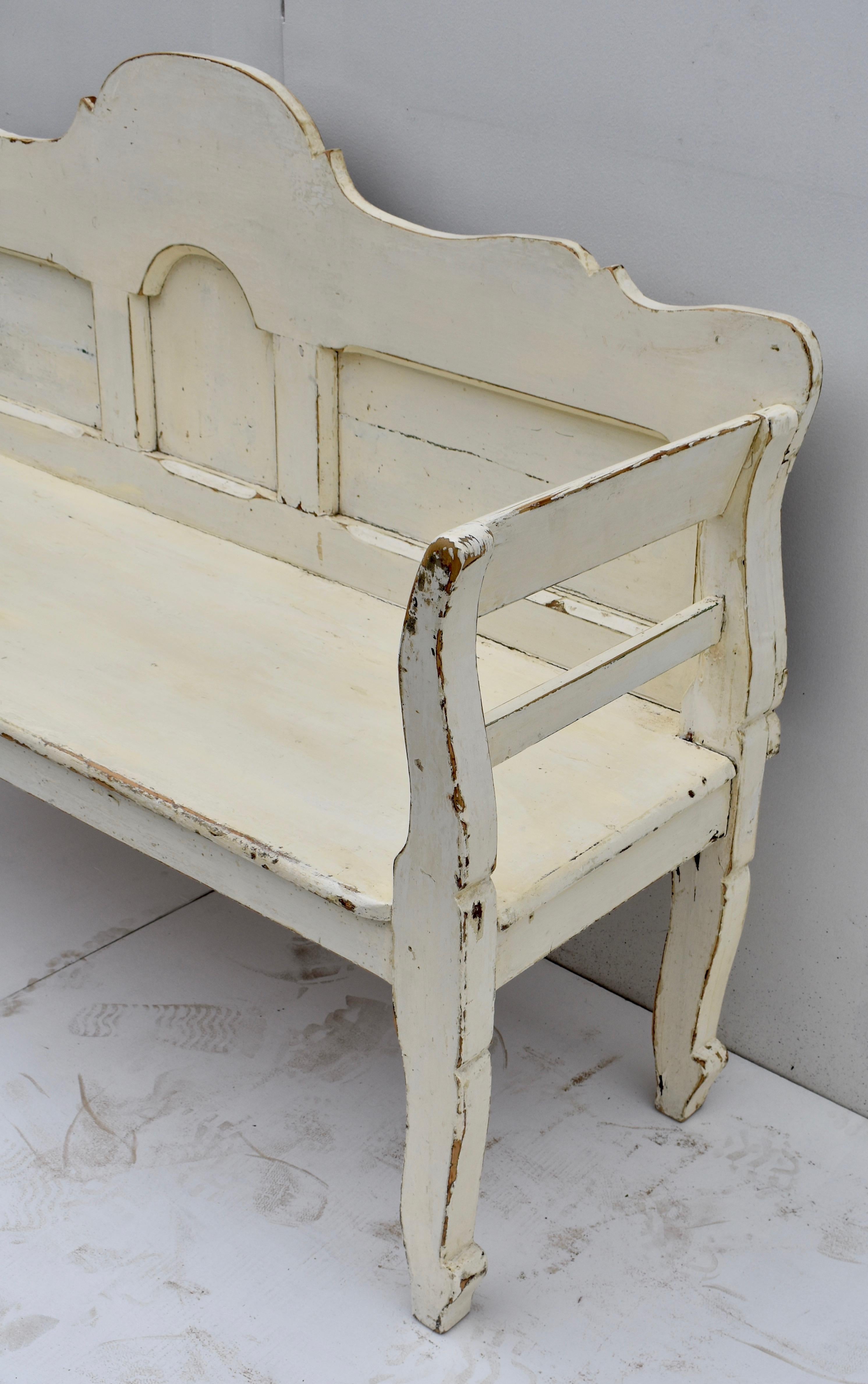 Hungarian Painted Pine Bench or Settle